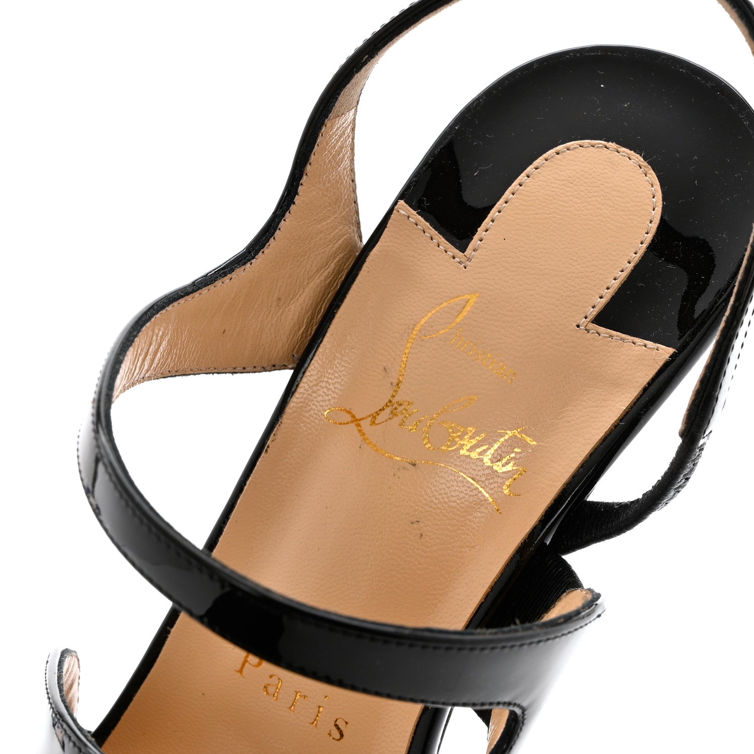 Christian Louboutin Patent Vavazou Asymmetric 100 Strappy Sandals 37 Black 8 of 9