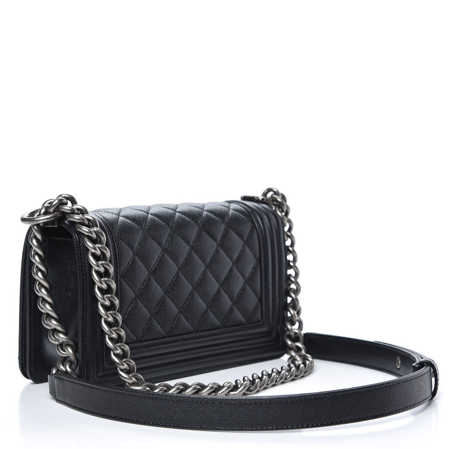 Caviar Quilted Small Boy Flap Black