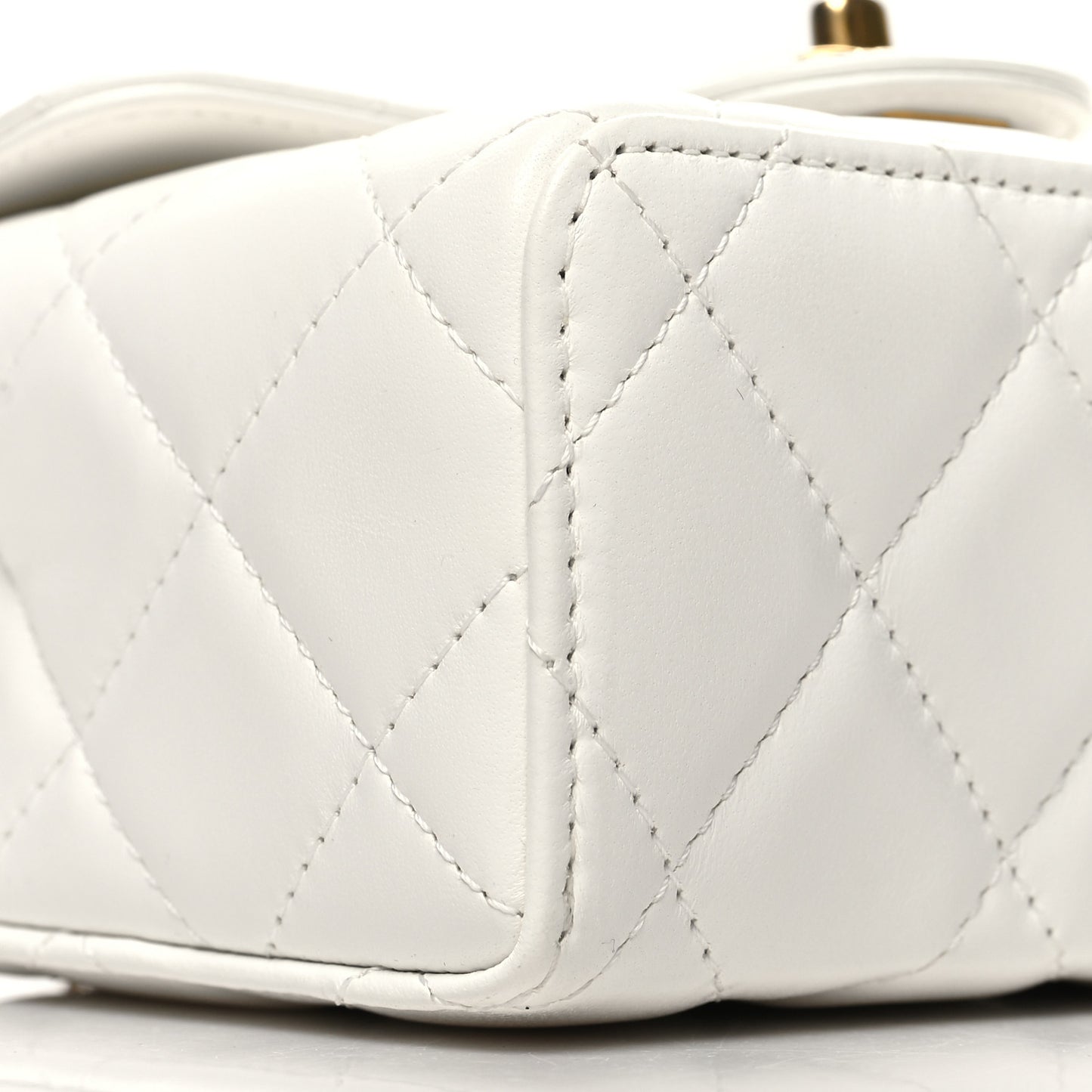 Lambskin Handle Crush Top Handle Flap Bag White