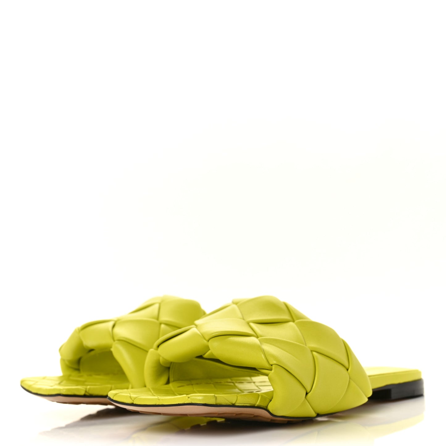 Nappa Maxi Intrecciato Lido Flat Sandals 37.5 Kiwi