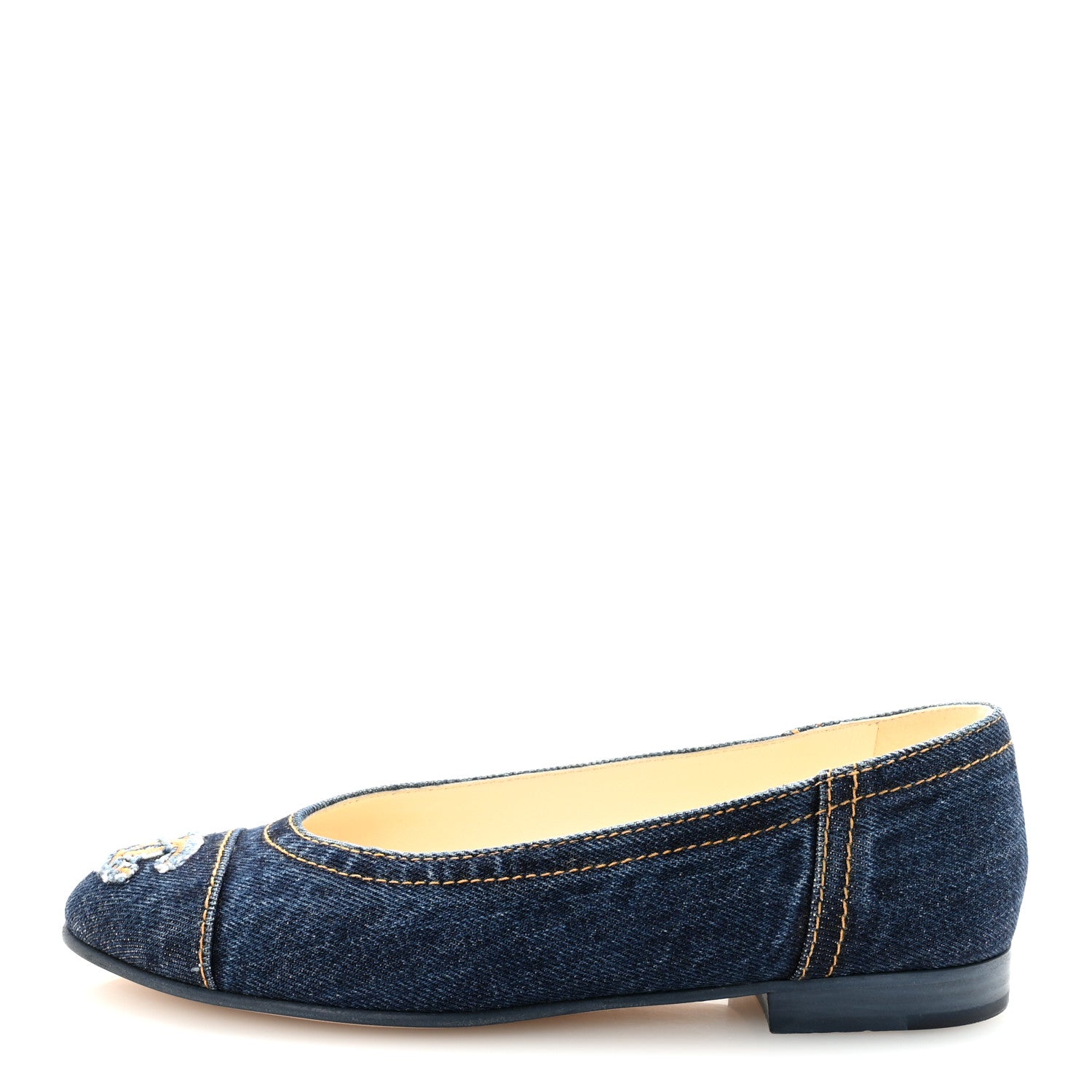 Chanel Denim CC Cap Toe Ballerina Flats 35.5 Blue 1830860