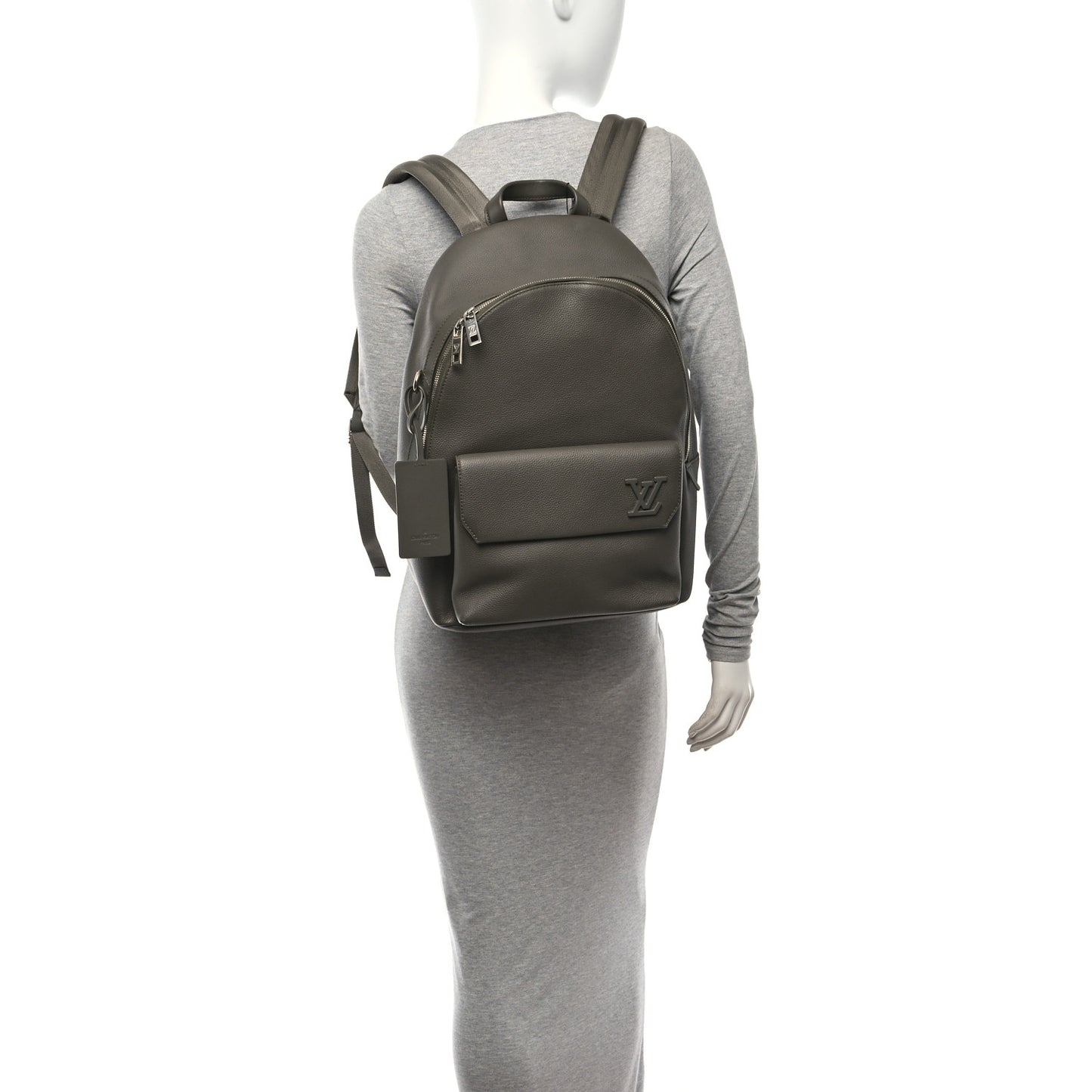 Grained Calfskin Aerogram Takeoff Backpack Grey
