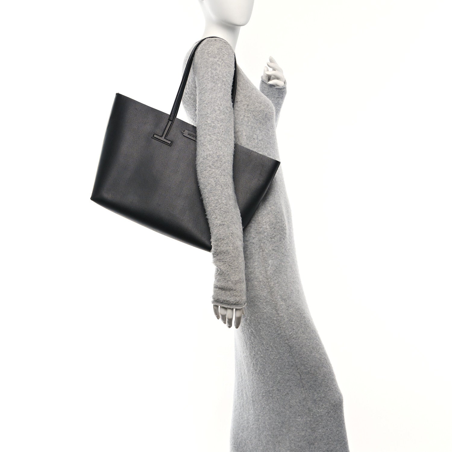 Tom Ford Grained Calfskin Small T Tote Black 2 of 13