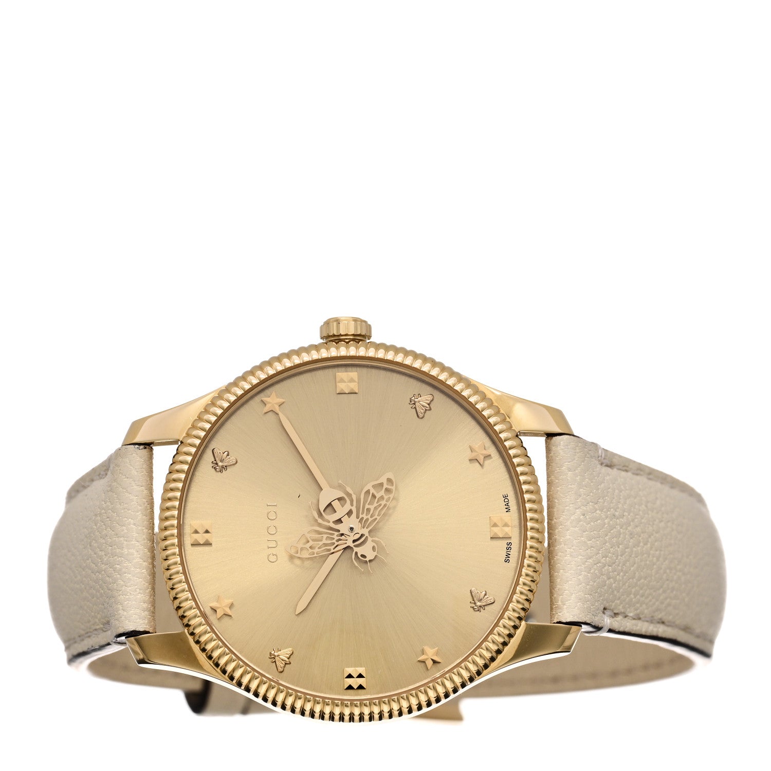 Gucci Stainless Steel Calfskin 36mm G-Timeless Bee Quartz Watch White 2 of 5