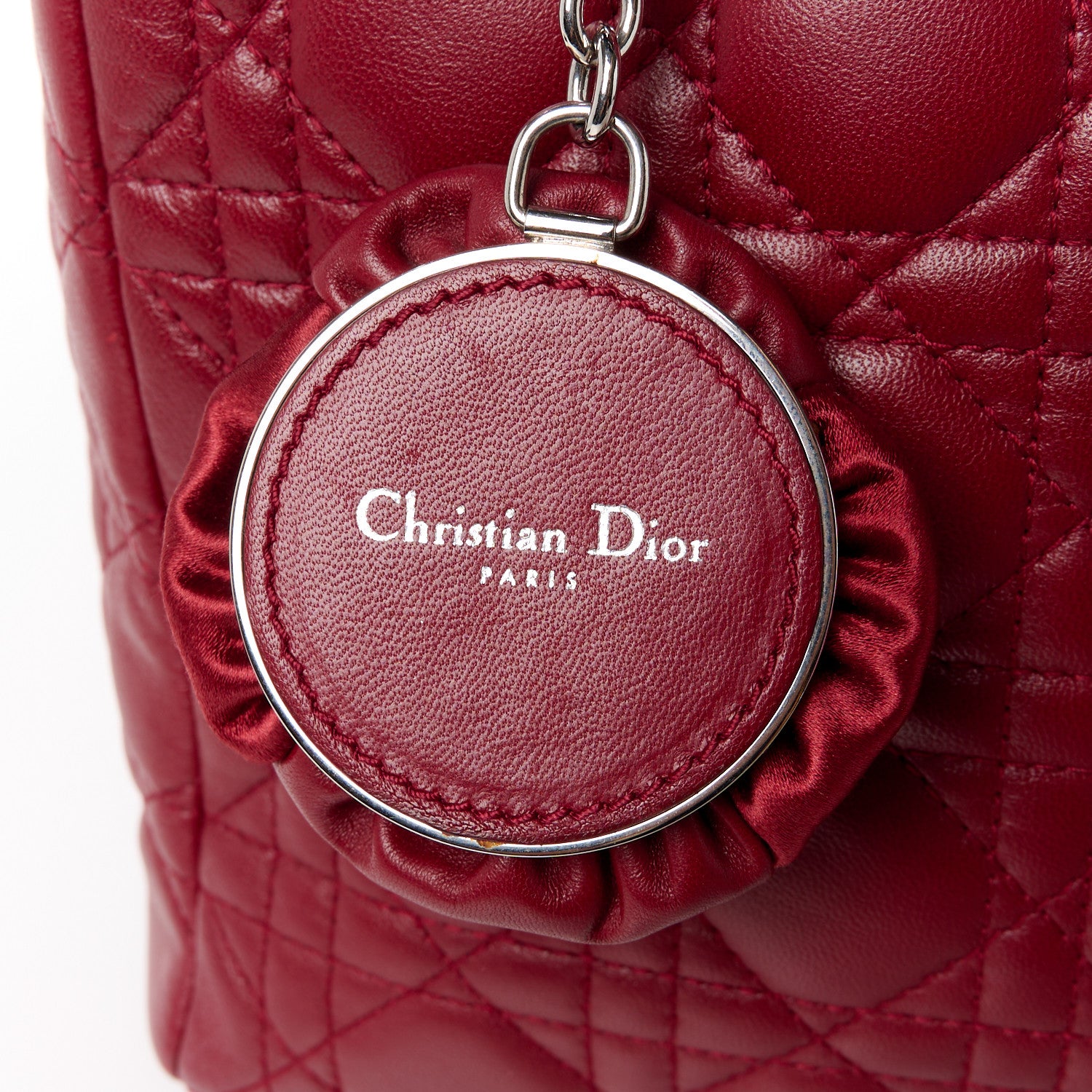 Christian Dior Lambskin Cannage Bow Medium Lady Dior Burgundy 8 of 11