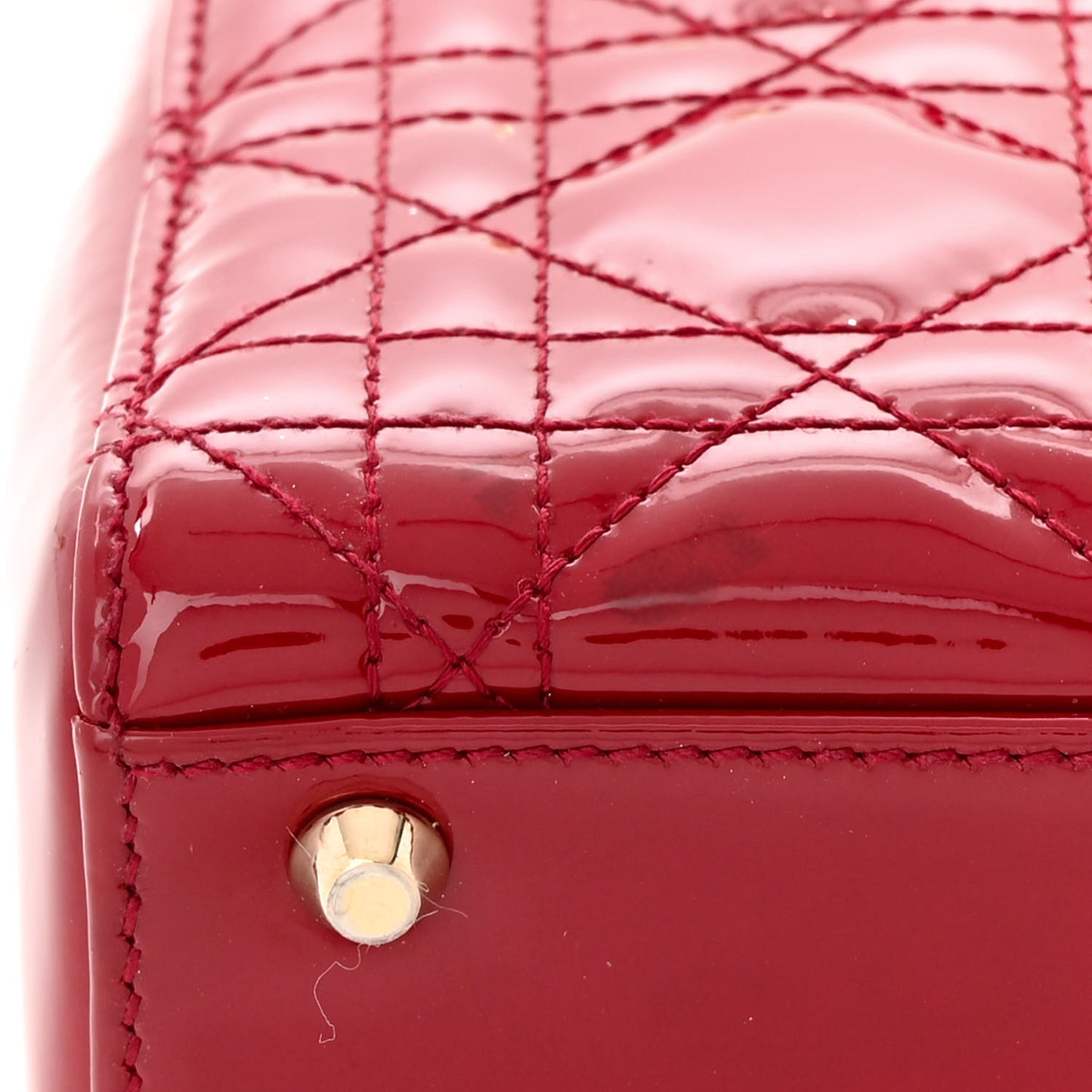 Patent Cannage Mini Lady Dior Red