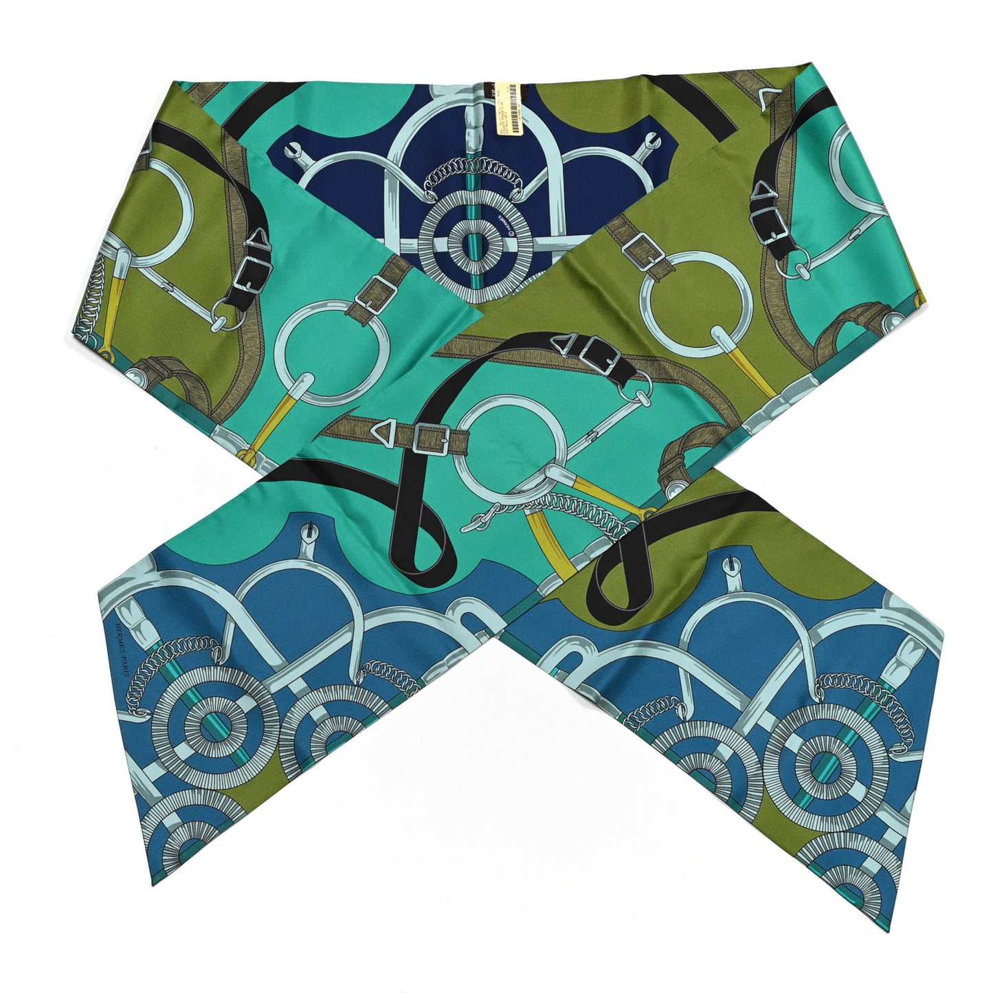 Silk Eperon D'Or Remix Maxi Twilly Vert Bleu Gris