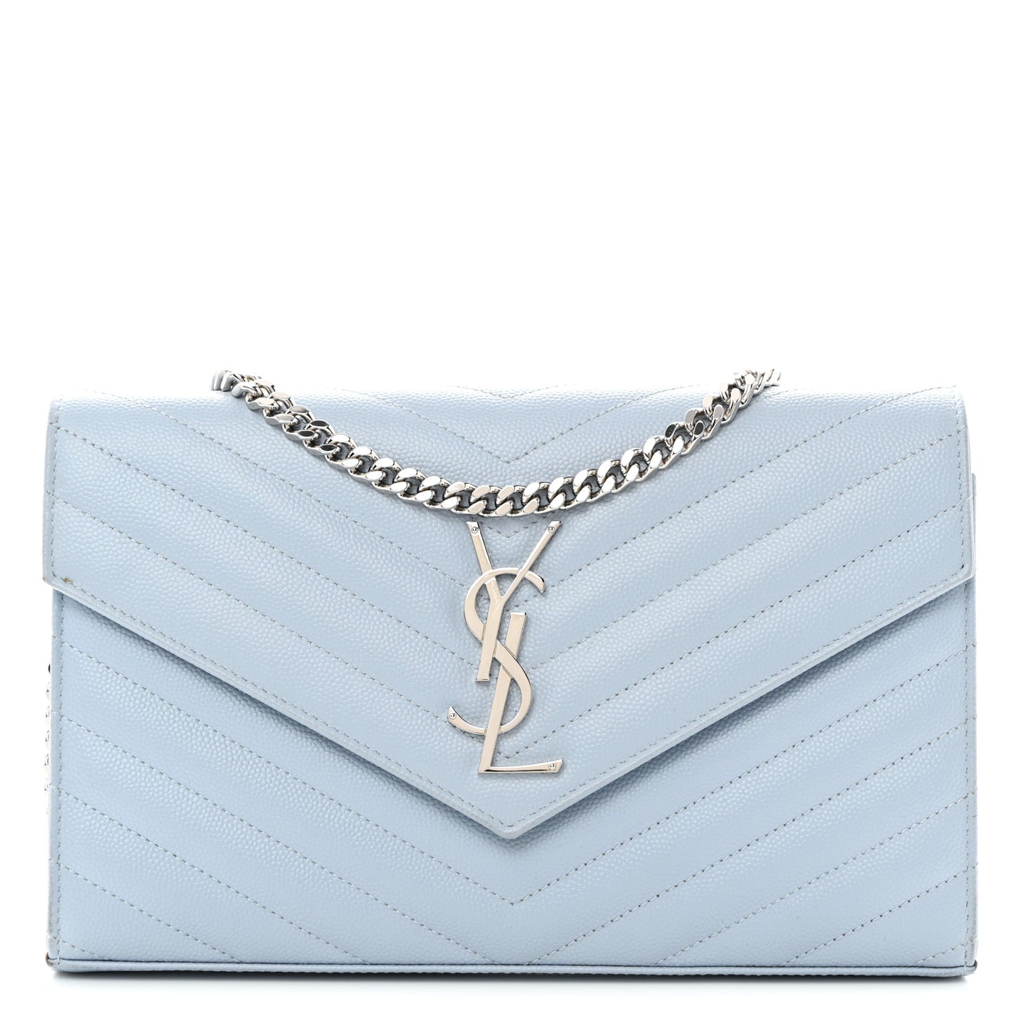 Grain De Poudre Matelasse Chevron Monogram Chain Wallet Sugar Paper