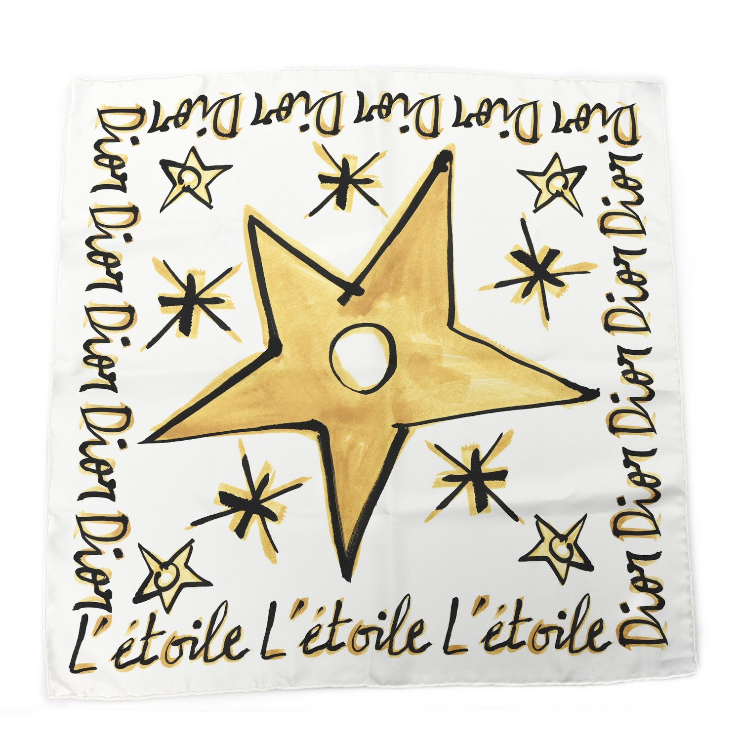 Christian Dior Etoile De Voyageスクエアスカーフ Christian Dior Silk L'Etoile Star Square Scarf White Multicolor