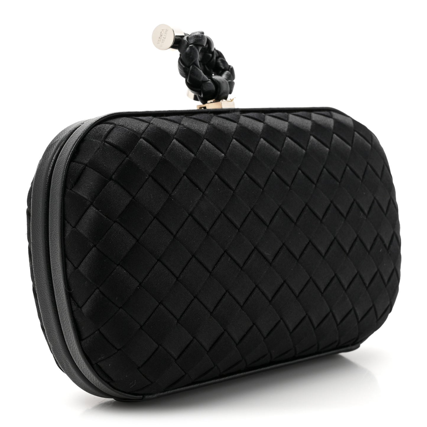 Satin Intreccio Impero Knot Clutch Black