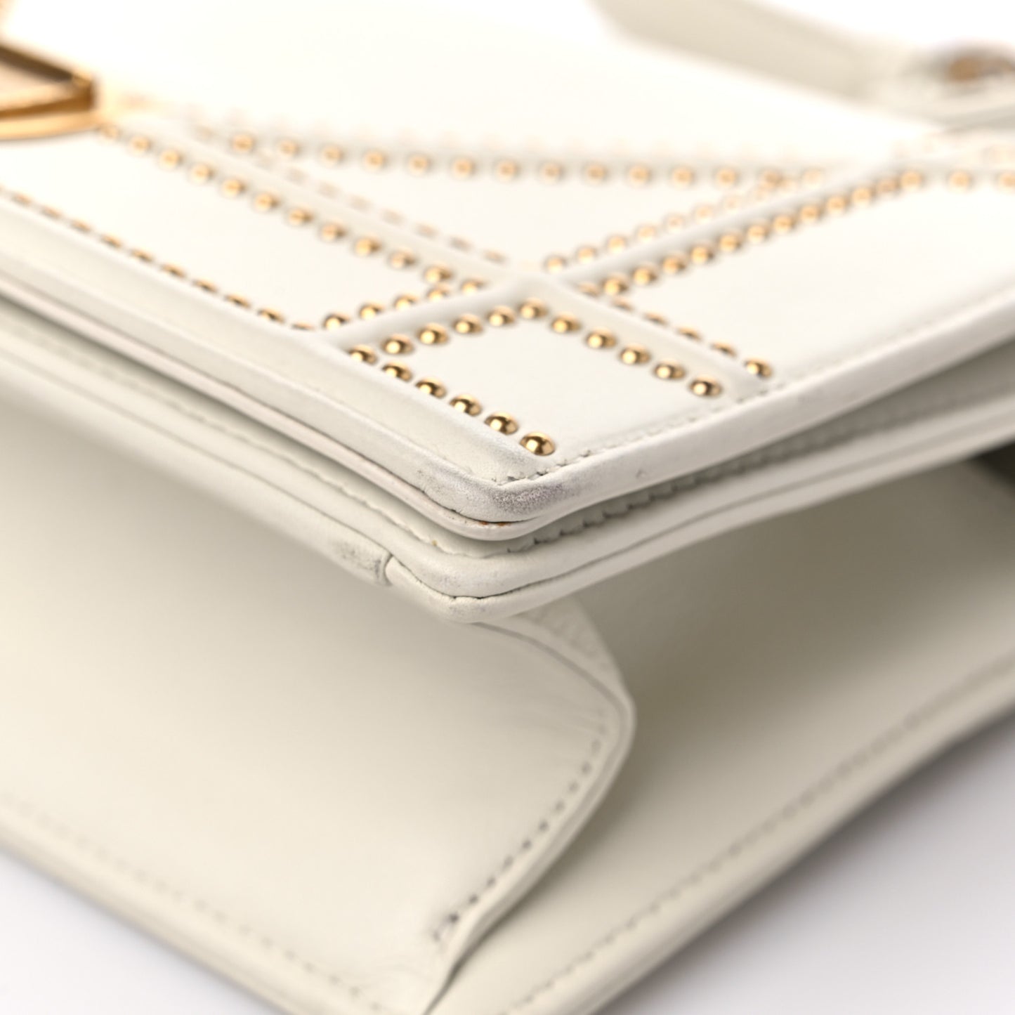 Lambskin Studded Medium Diorama Flap Bag Latte