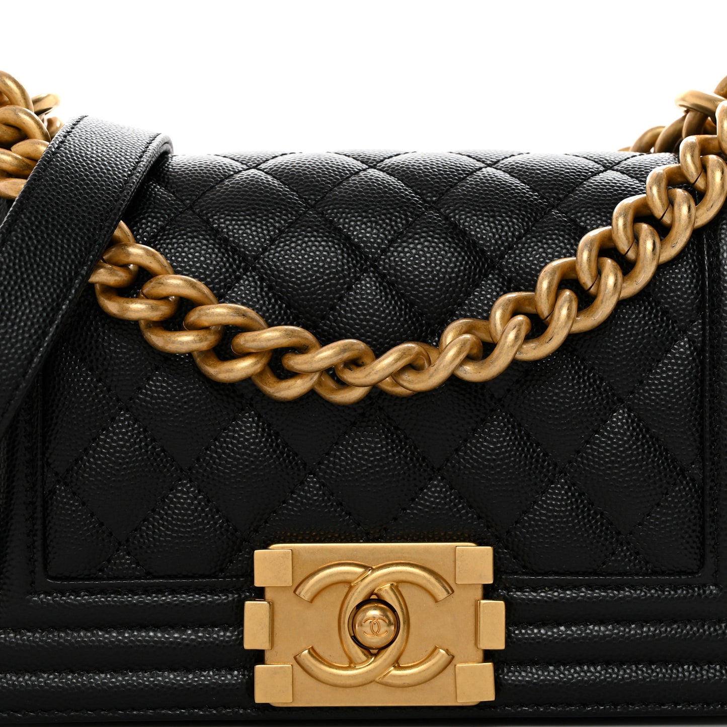 Caviar Quilted Small Boy Flap Black