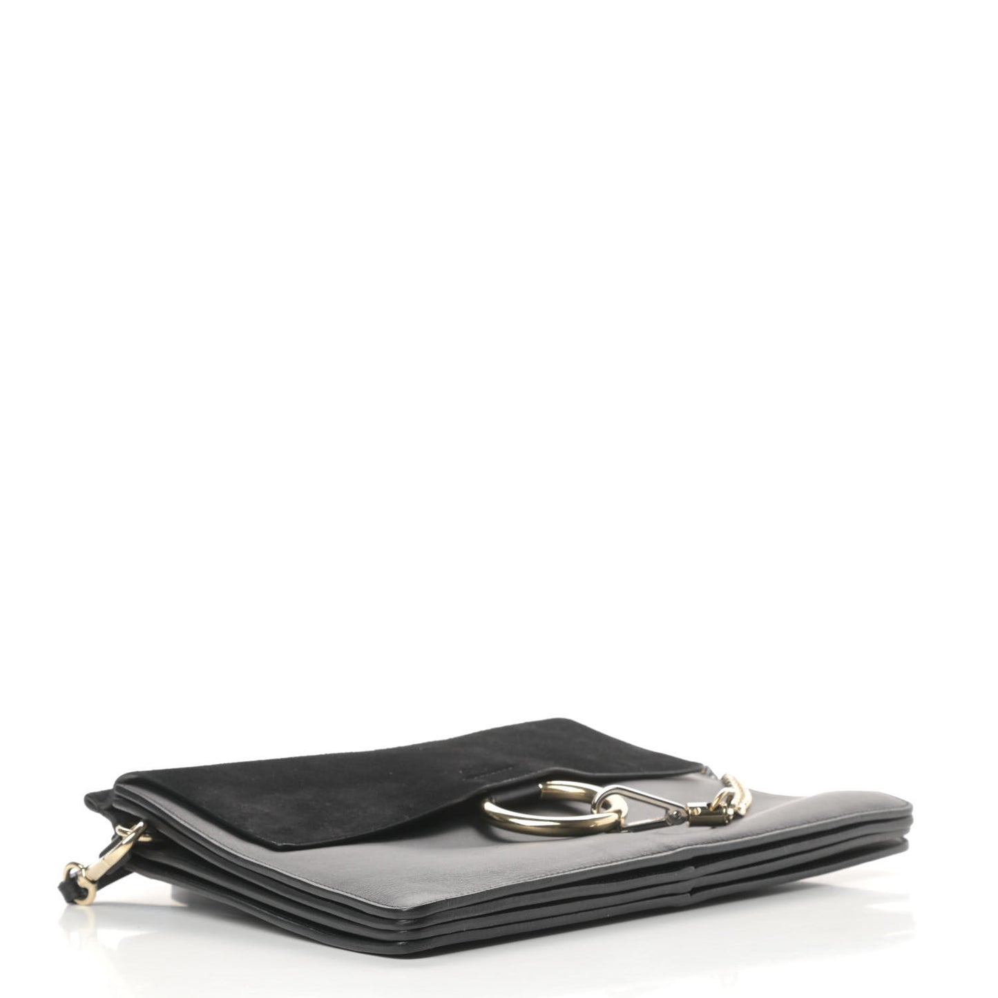 Suede Calfskin Medium Faye Shoulder Bag Black
