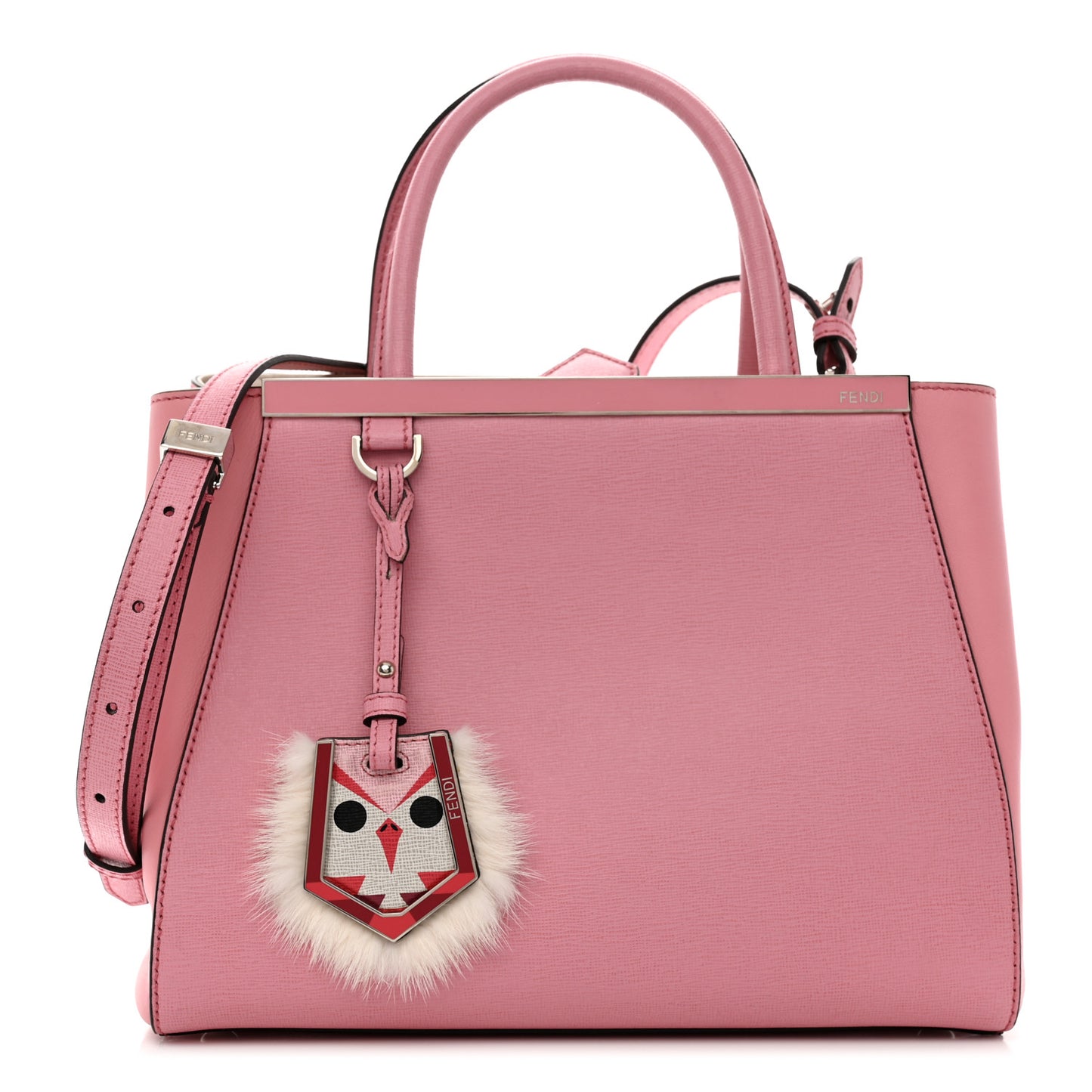 Vitello Elite Flamingo Mink Monster Charm Petite 2Jours Tote Pink Multicolor