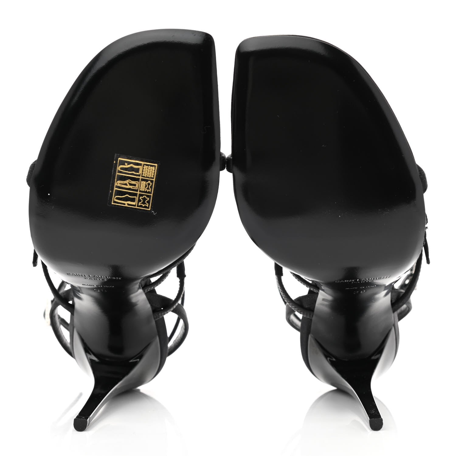 Saint Laurent Satin Crystal Jerry Sandals 38 Black 5 of 8