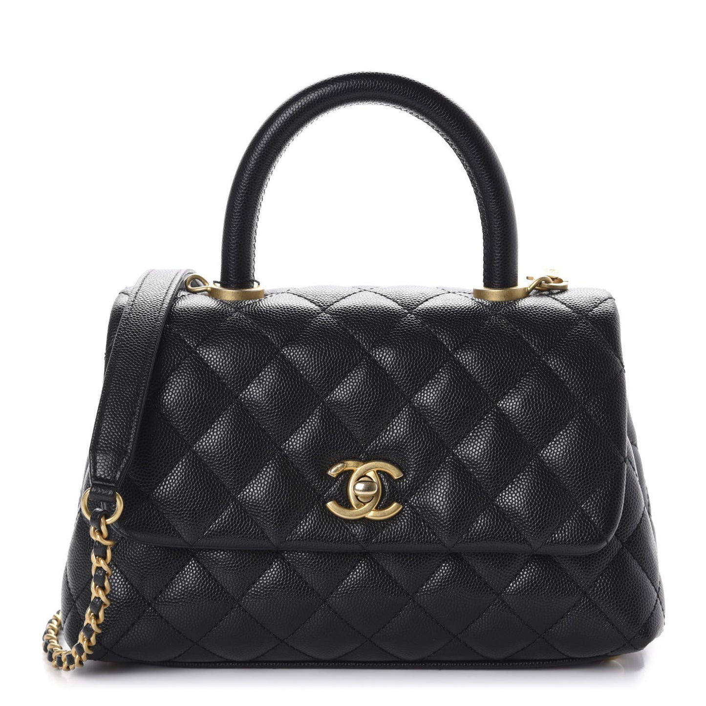 Caviar Quilted Mini Coco Handle Flap Black