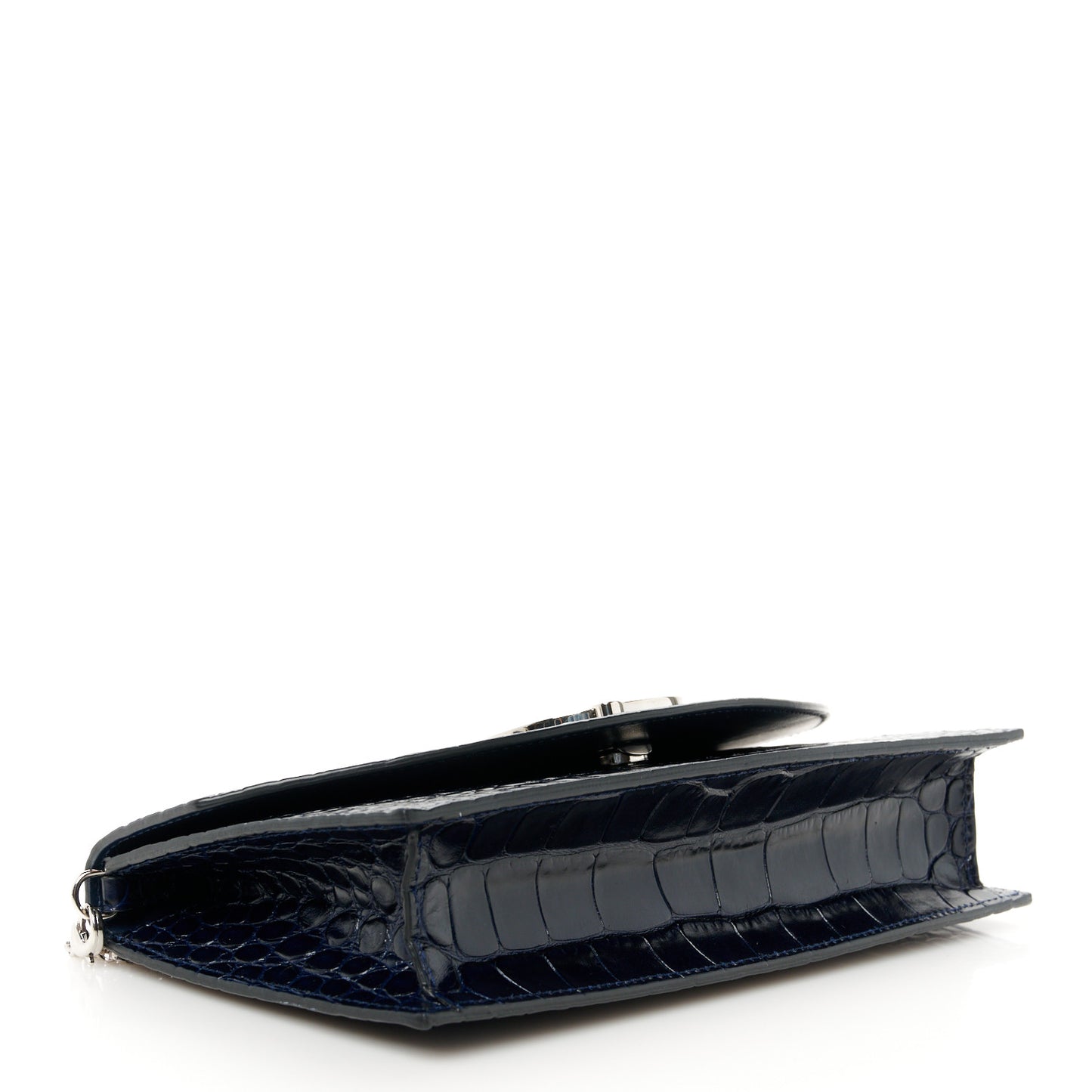 Calfskin Embossed Crocodile Loubi54 Crossbody Clutch Navy