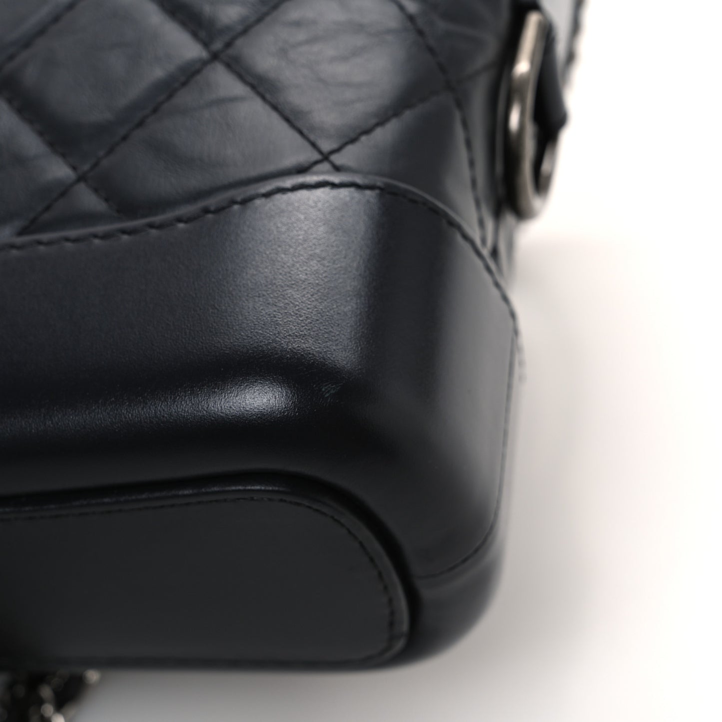 Aged Calfskin Quilted Small Gabrielle Hobo Dark Grey