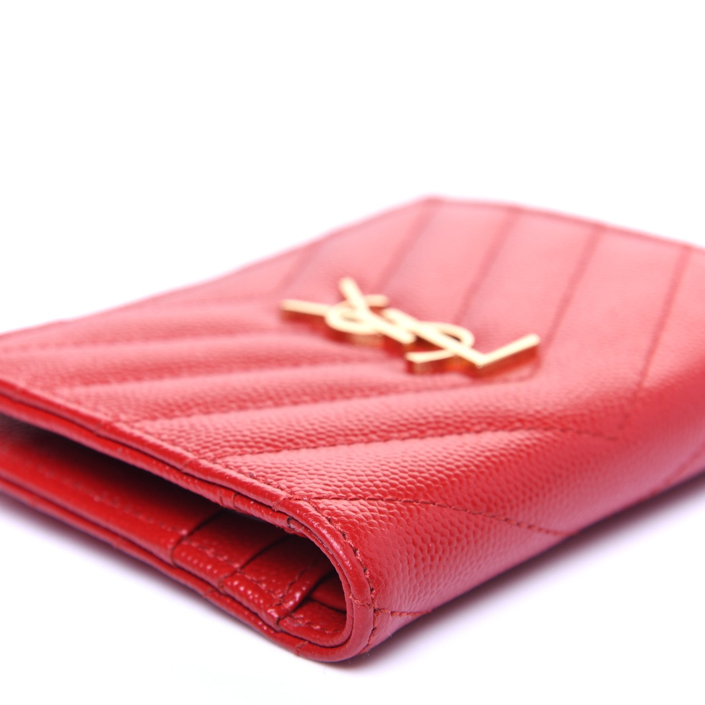 Grain De Poudre Matelasse Chevron Monogram Zipped Card Case Bandana Red
