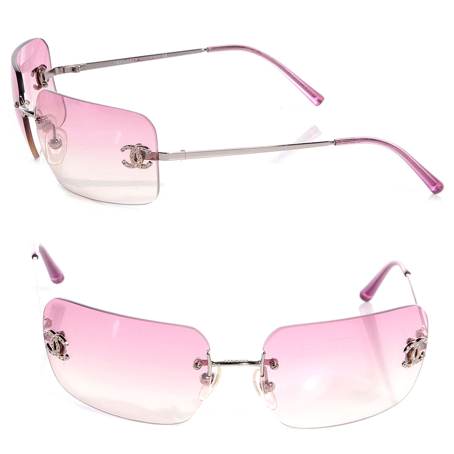 Chanel Metal Crystal CC Logo Sunglasses 4017-D Pink 70596