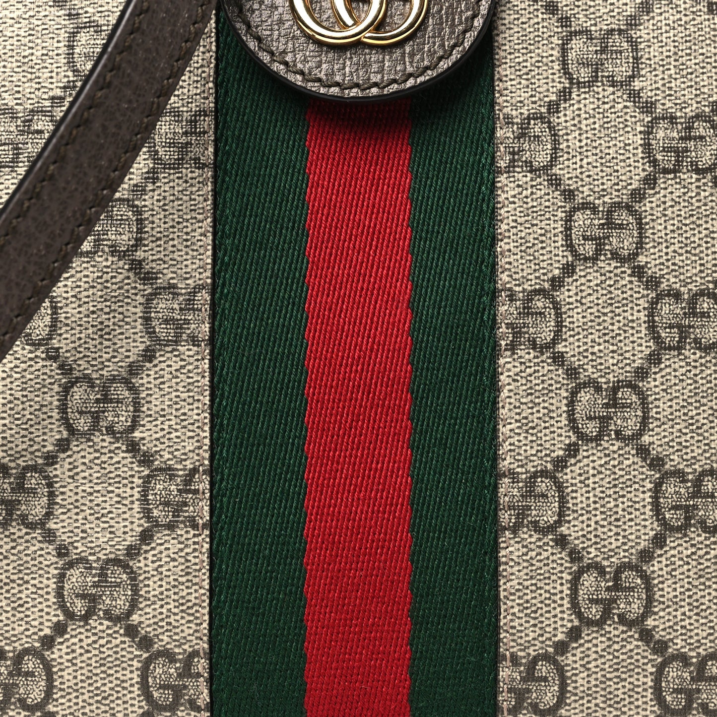 GG Supreme Monogram Textured Dollar Calfskin Web Small Ophidia Dome Shoulder Bag Beige Ebony New Acero