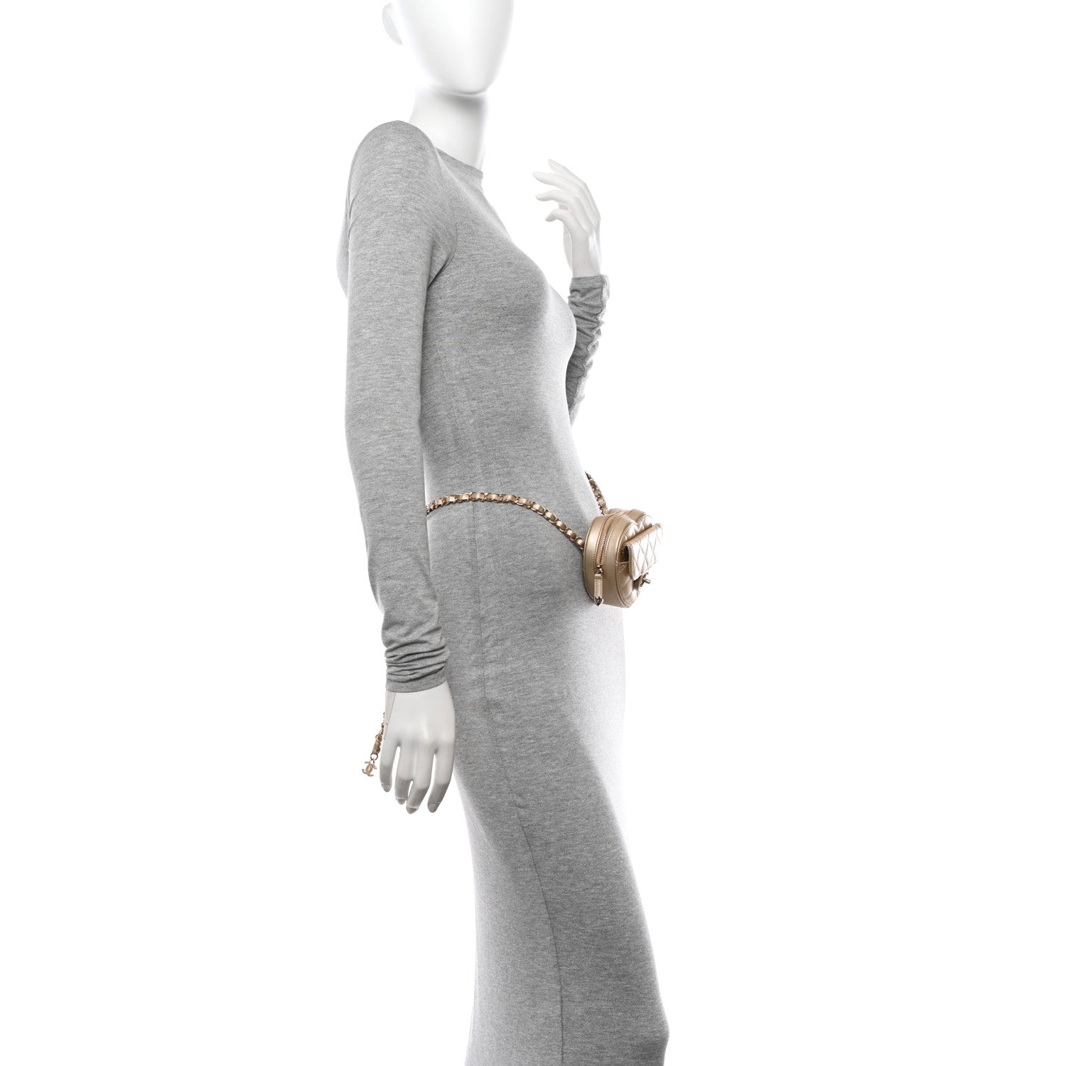 Chanel Metallic Lambskin Quilted CC In Love Heart Waist Belt Bag With Chain Gold 2 of 11
