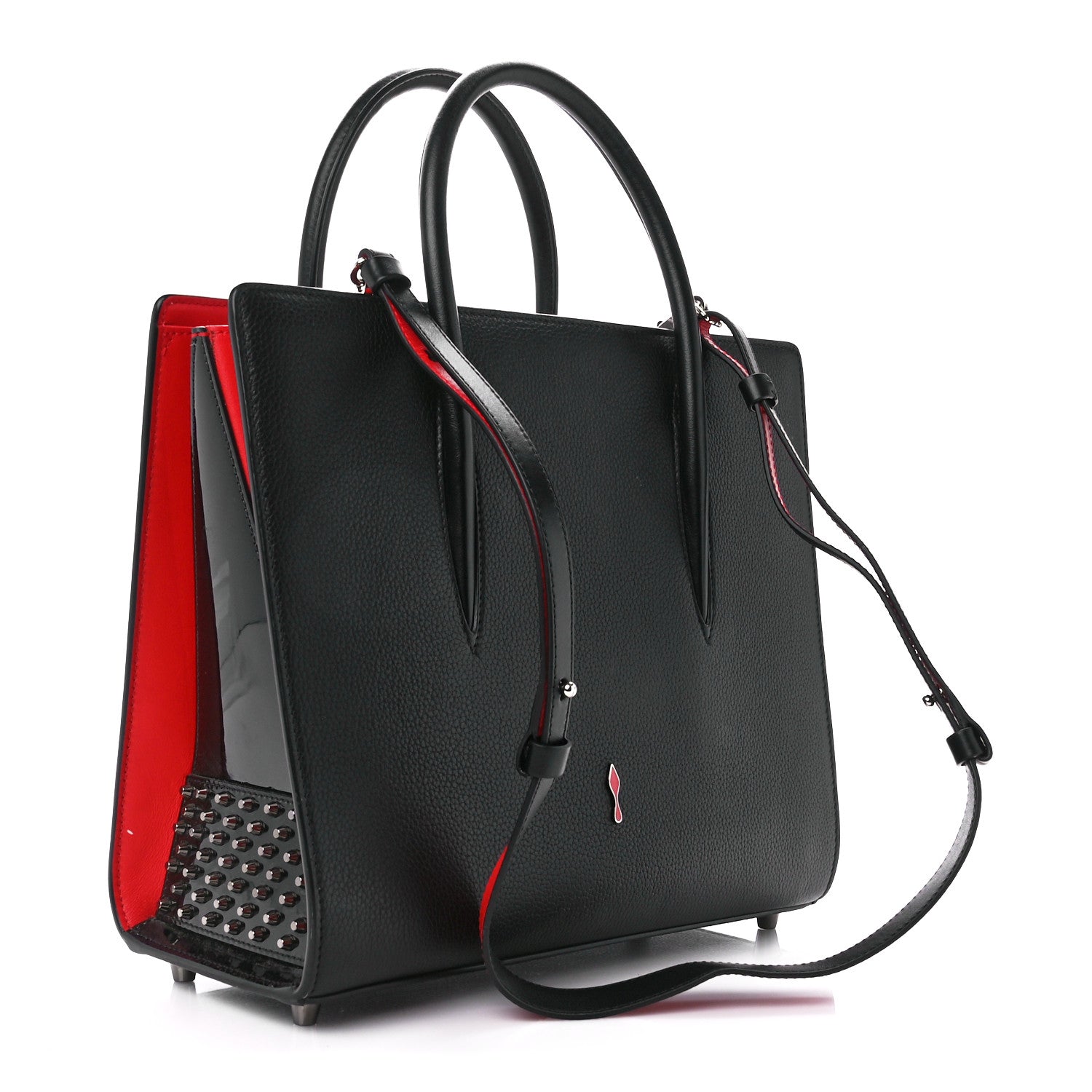 Christian Louboutin Calfskin Empire Patent Studded Medium Paloma Black 3 of 11