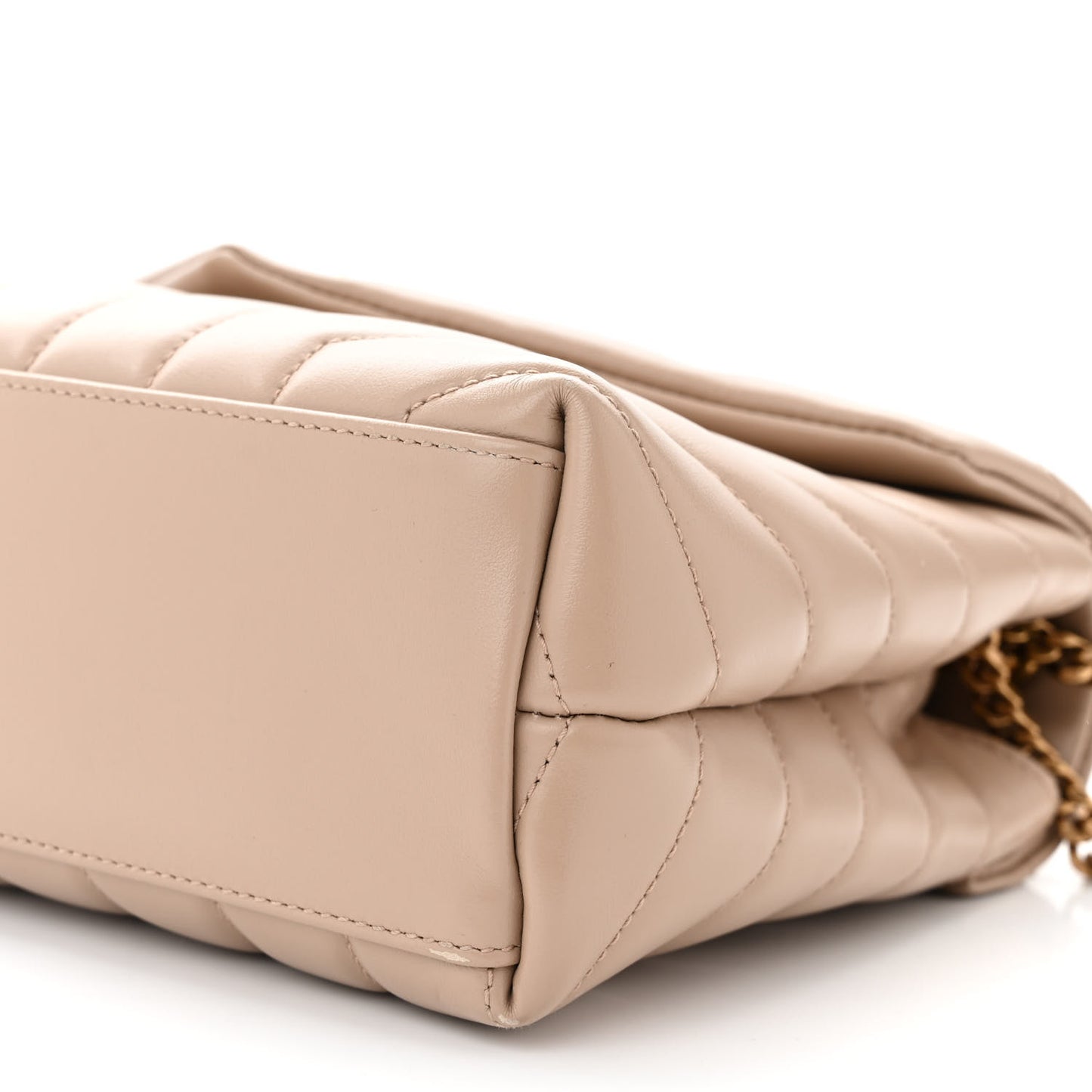 Calfskin Y Quilted Monogram Small Loulou Chain Satchel Dark Beige