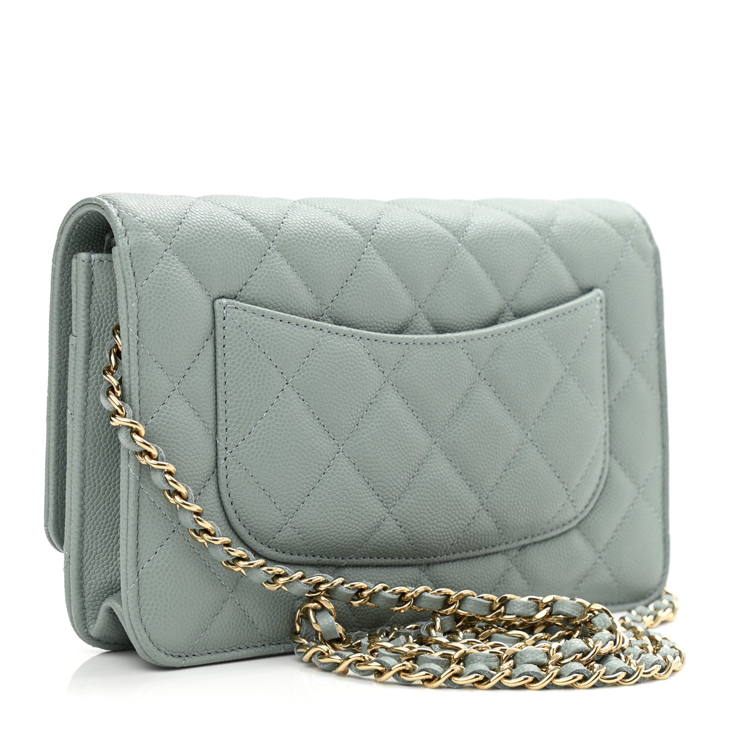 Caviar Quilted Wallet On Chain WOC Light Gray