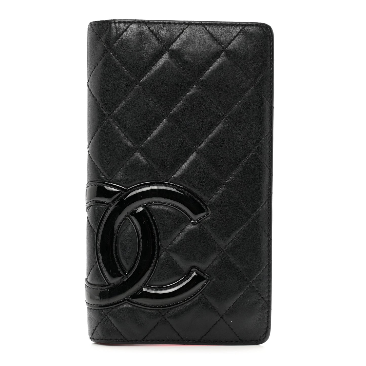 Calfskin Quilted Cambon Yen Wallet Black