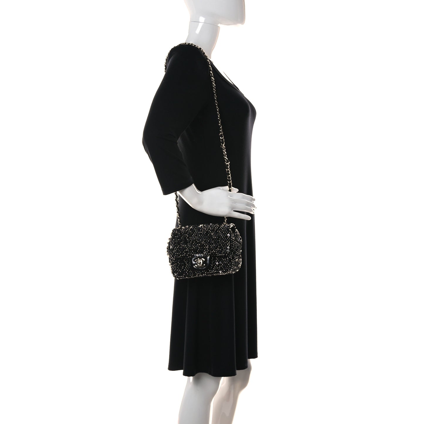 Sequin Mini Square Flap Black