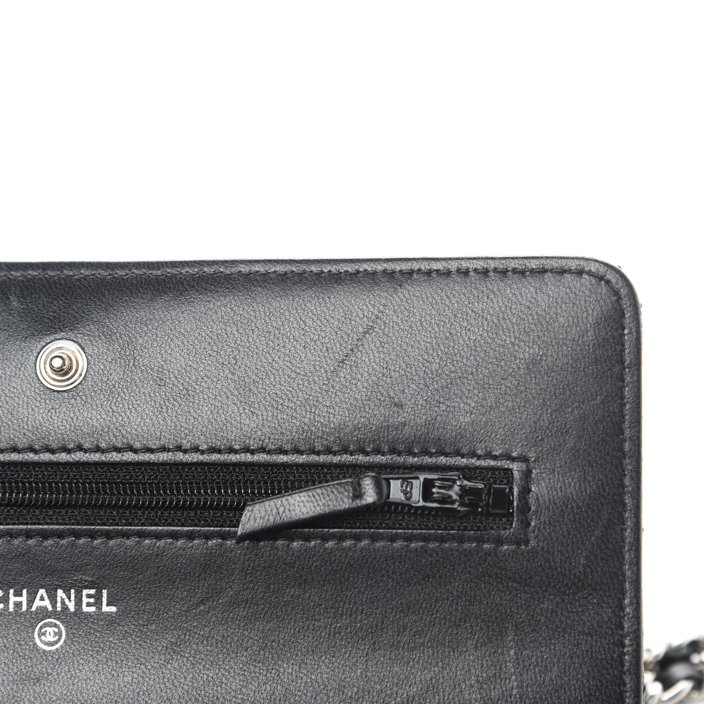 Lambskin Quilted Wallet On Chain WOC Black