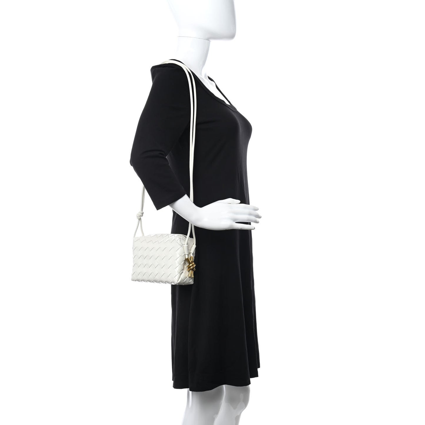 Nappa Intrecciato Metallic Knot Mini Loop Camera Bag Bone