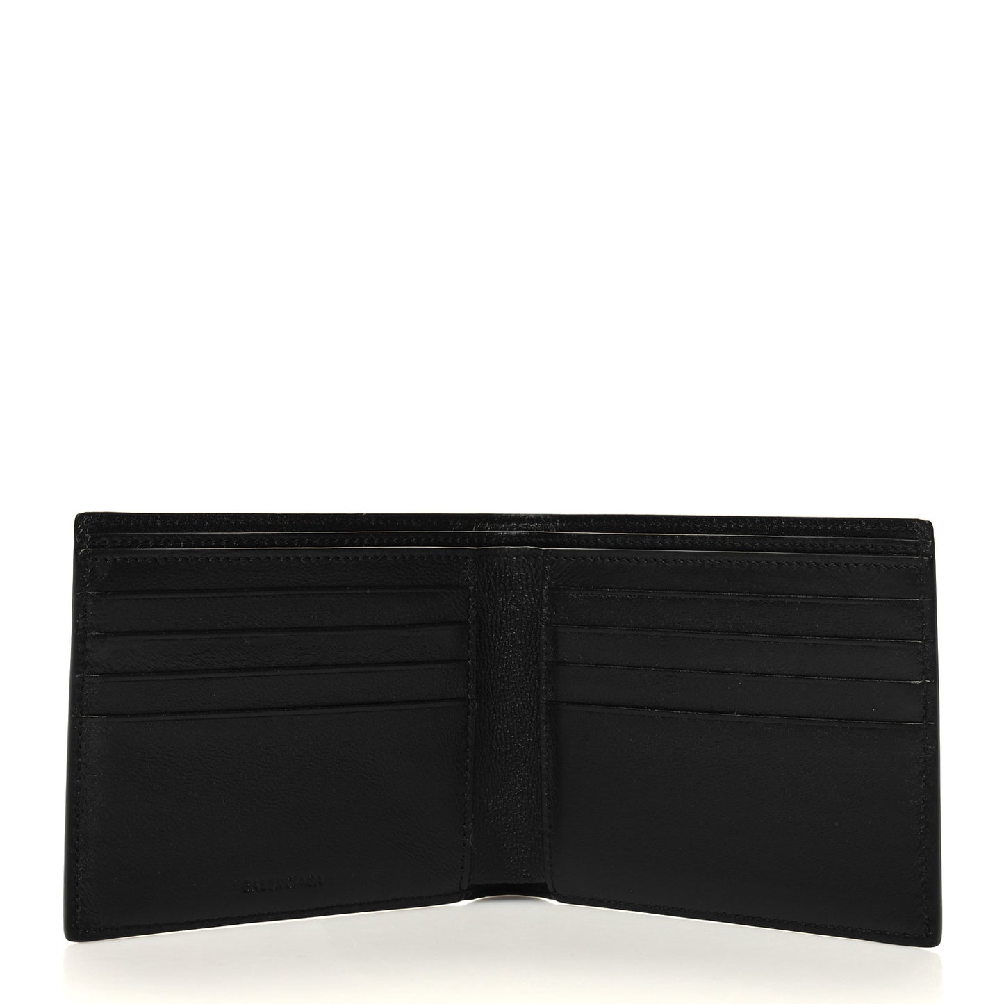 Calfskin Logo Cash Square Bi-Fold Wallet Black White