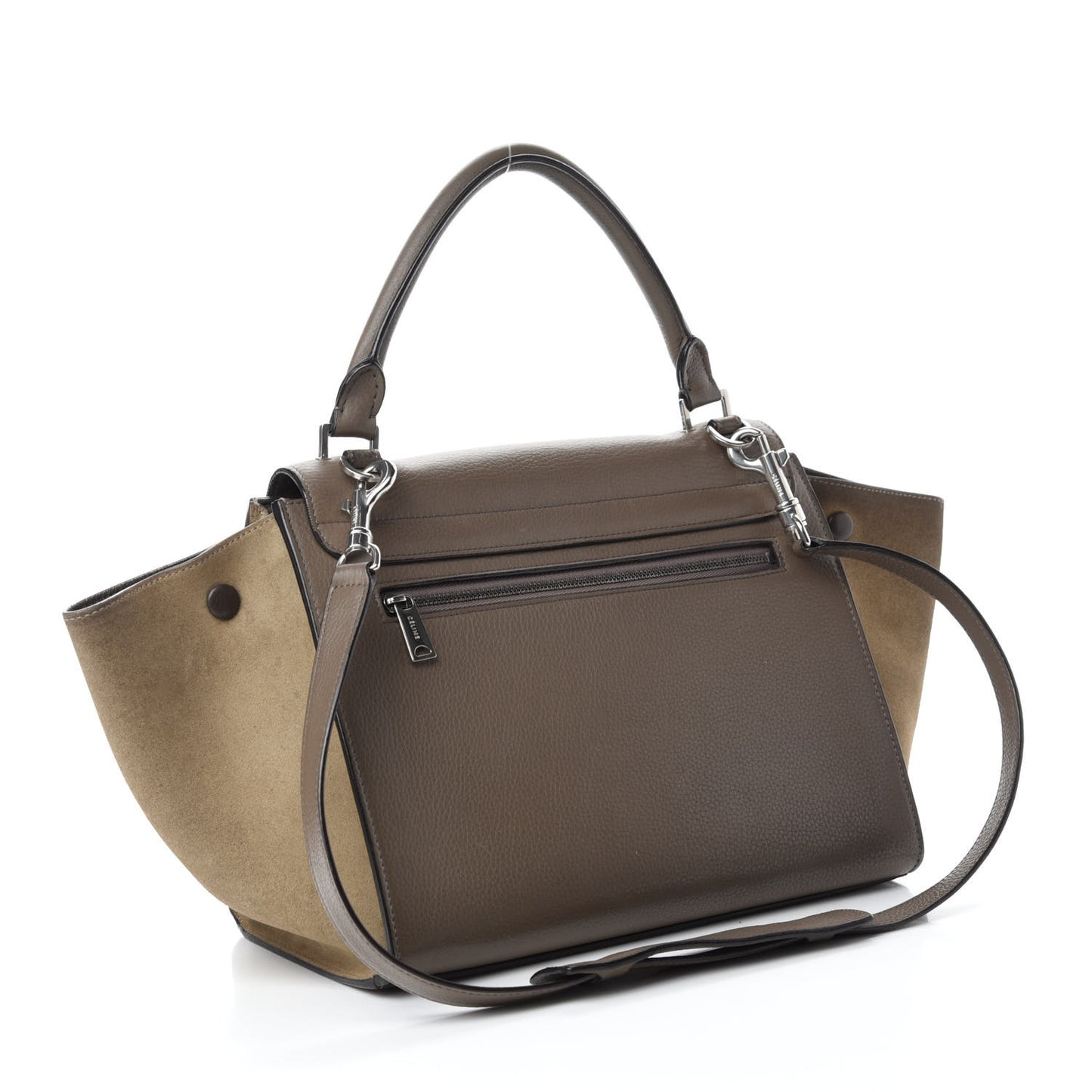 Drummed Calfskin Suede Small Trapeze Taupe