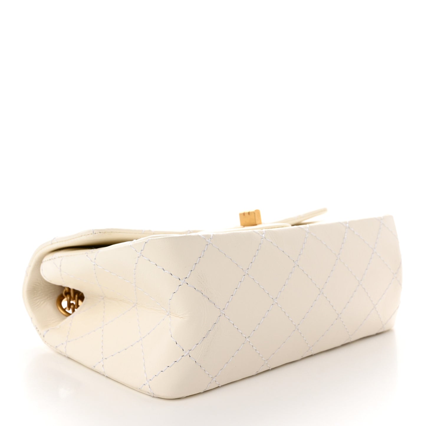 Aged Calfskin Quilted 2.55 Reissue Mini Flap White