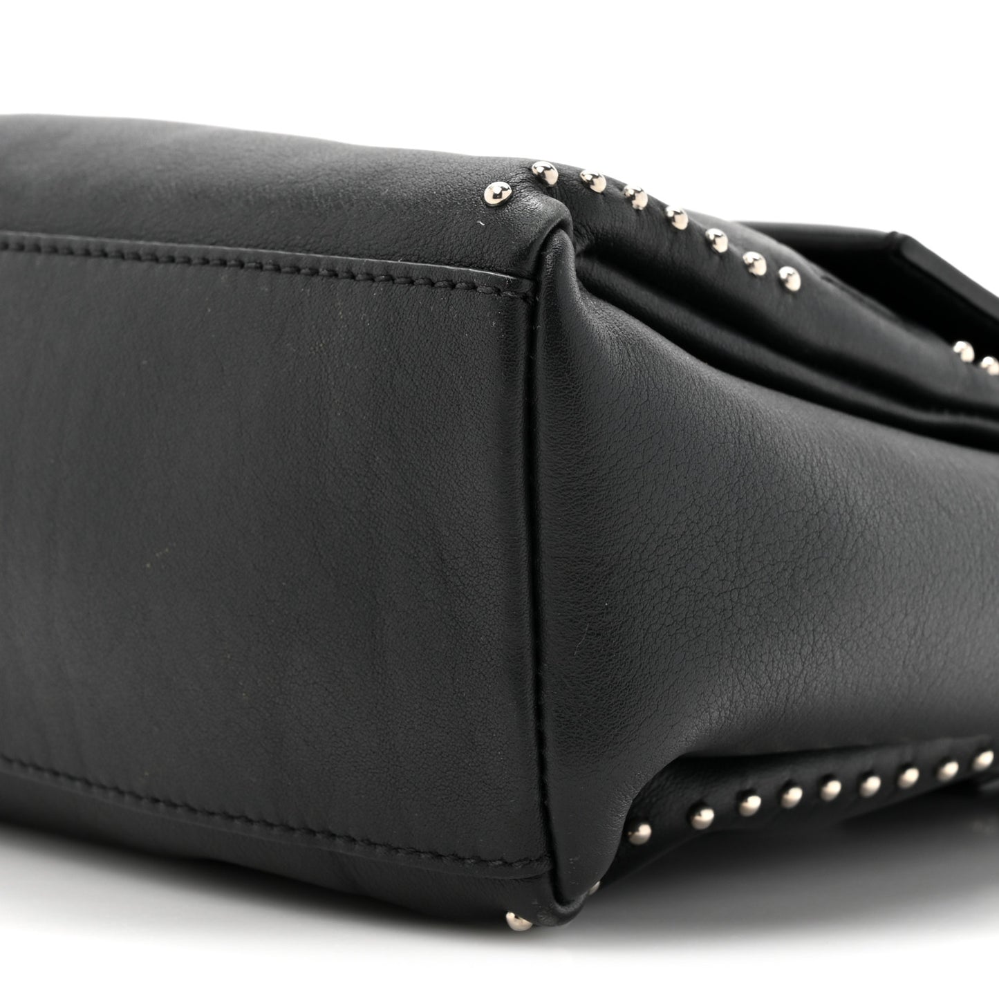 Calfskin Studded Mini Pandora Pure Flap Bag Black Black