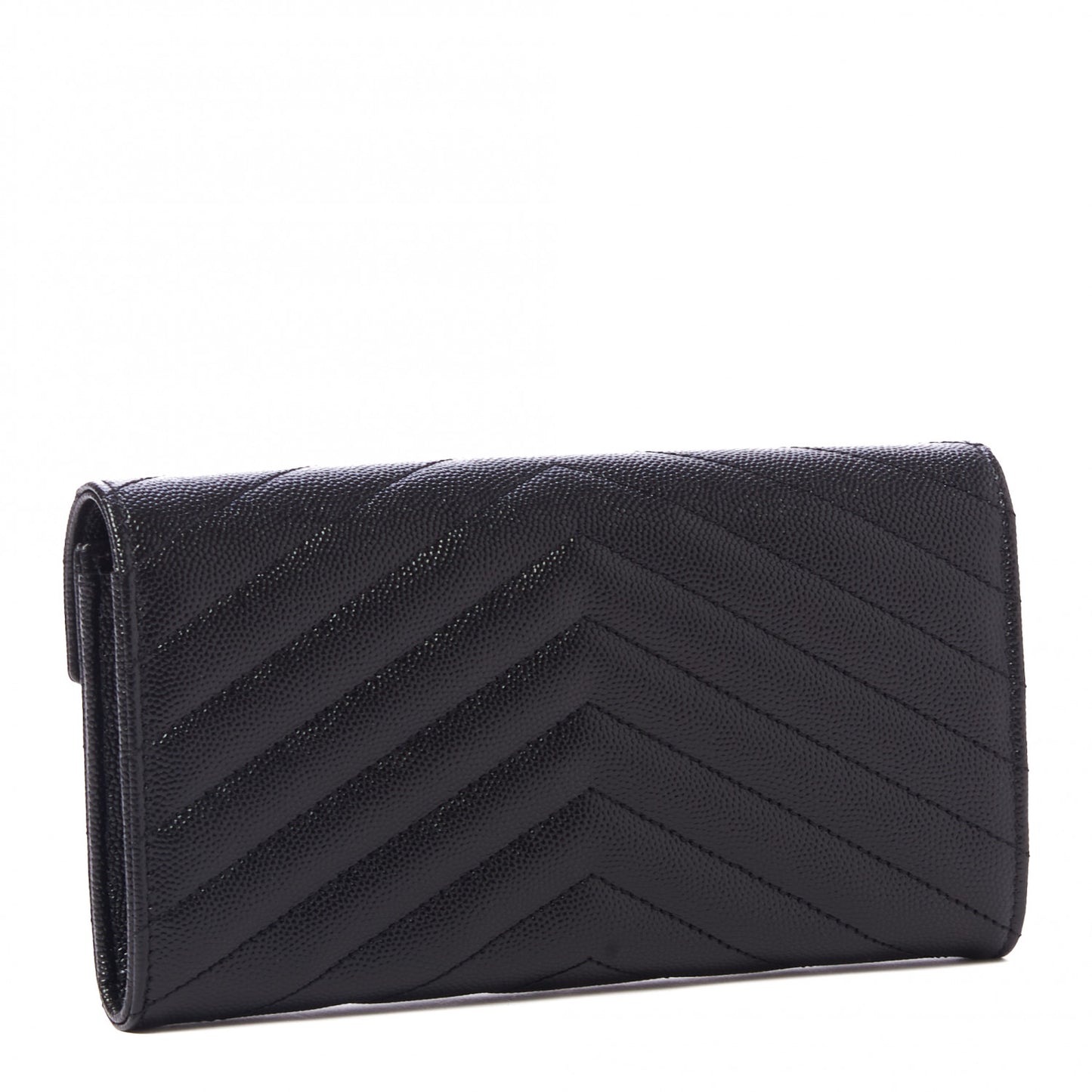 Grain De Poudre Matelasse Chevron Monogram Flap Wallet Black