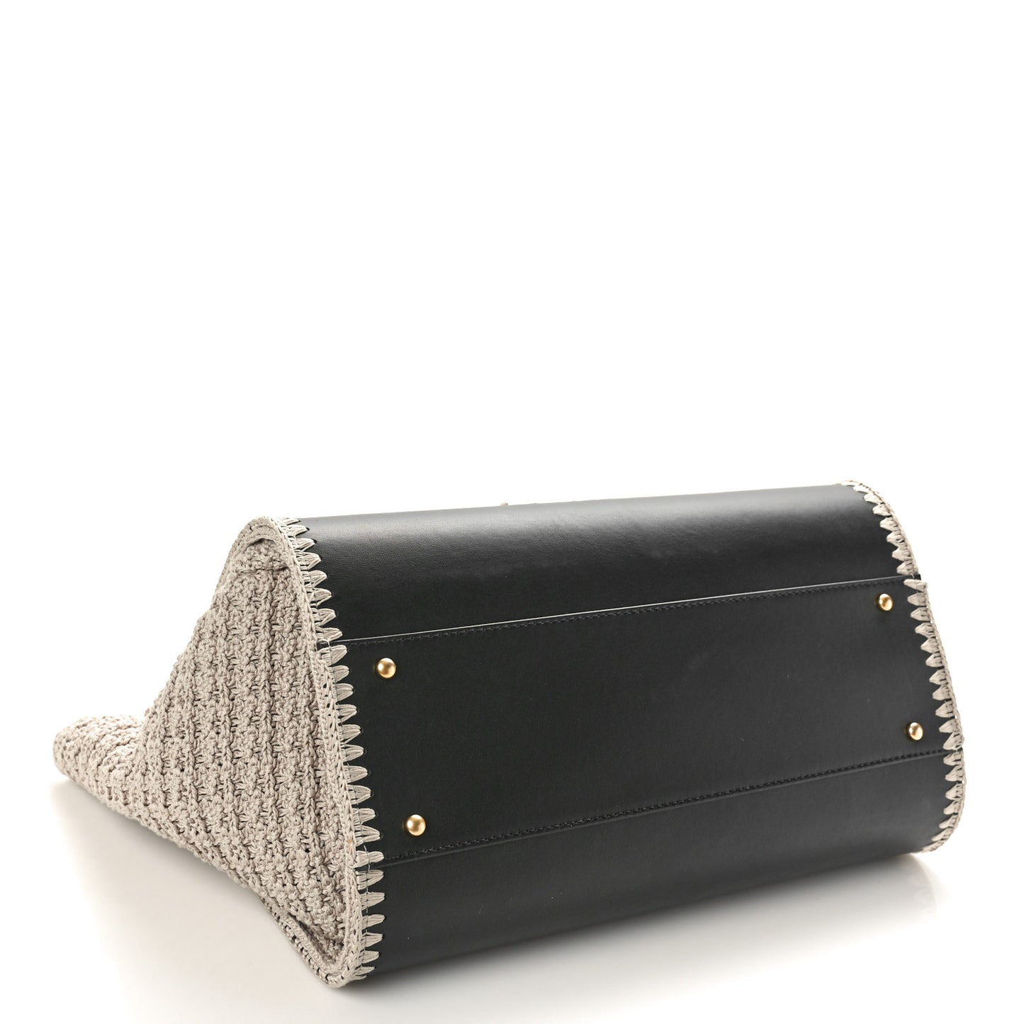 Calfskin Knit Medium Deauville Tote Black Grey