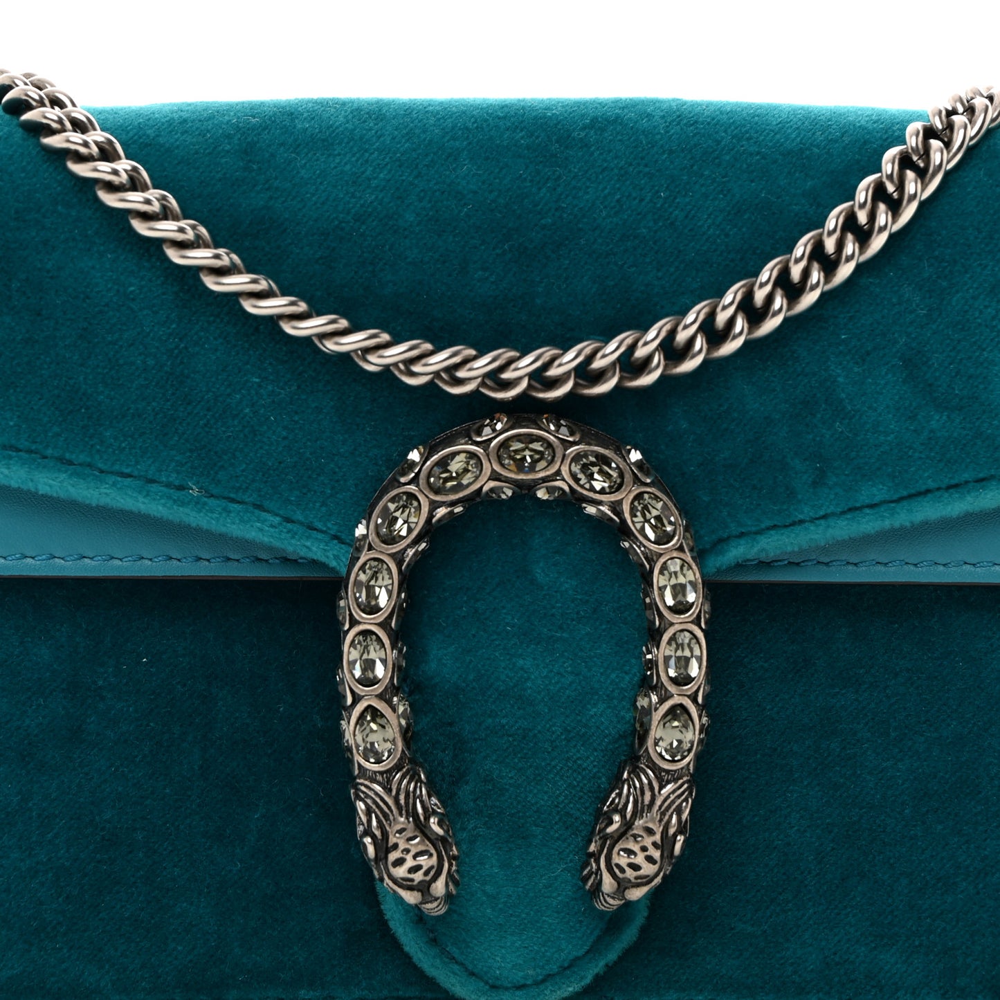 Velvet Super Mini Dionysus Shoulder Bag Pavone Cyan