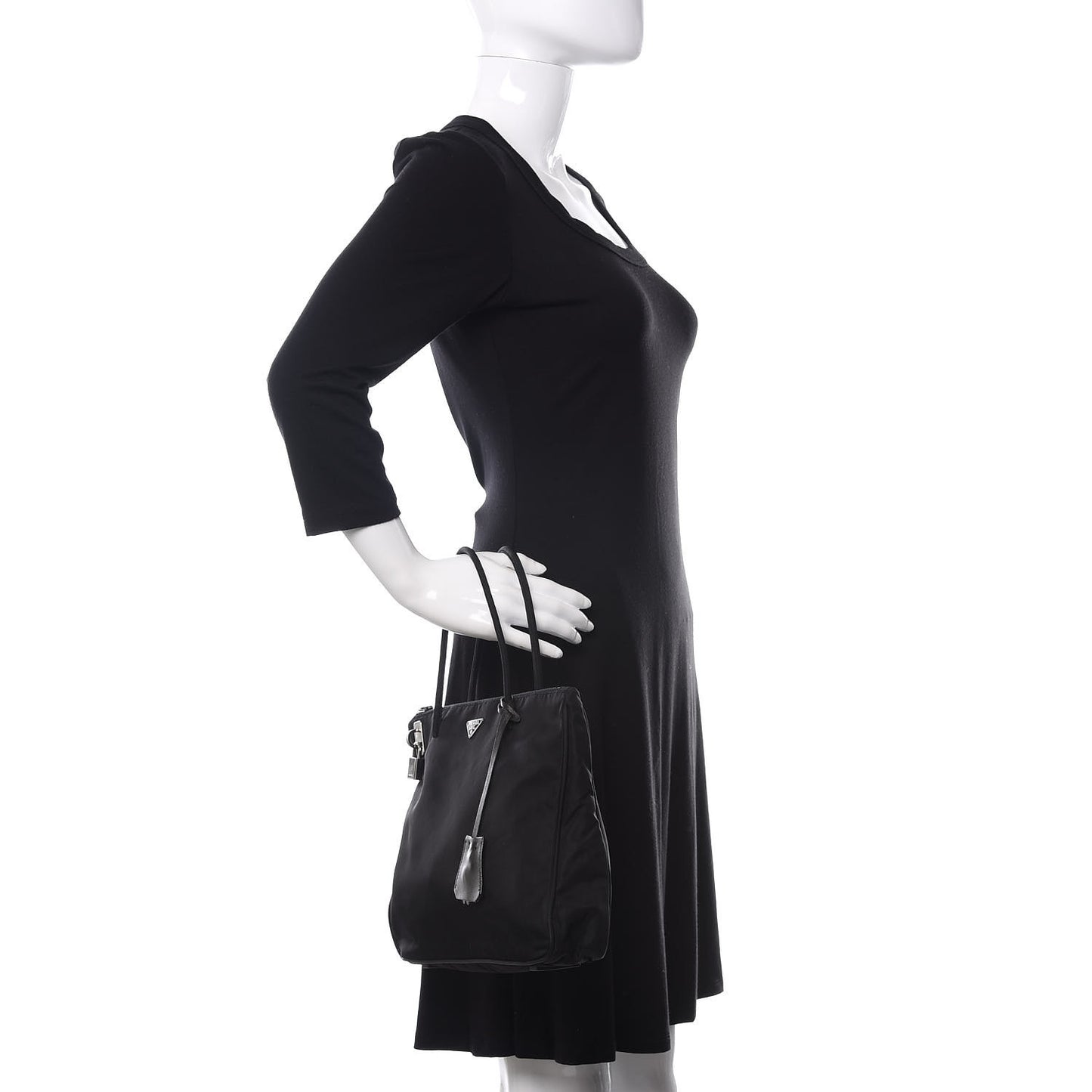 Tessuto Nylon Lock Shoulder Bag Black