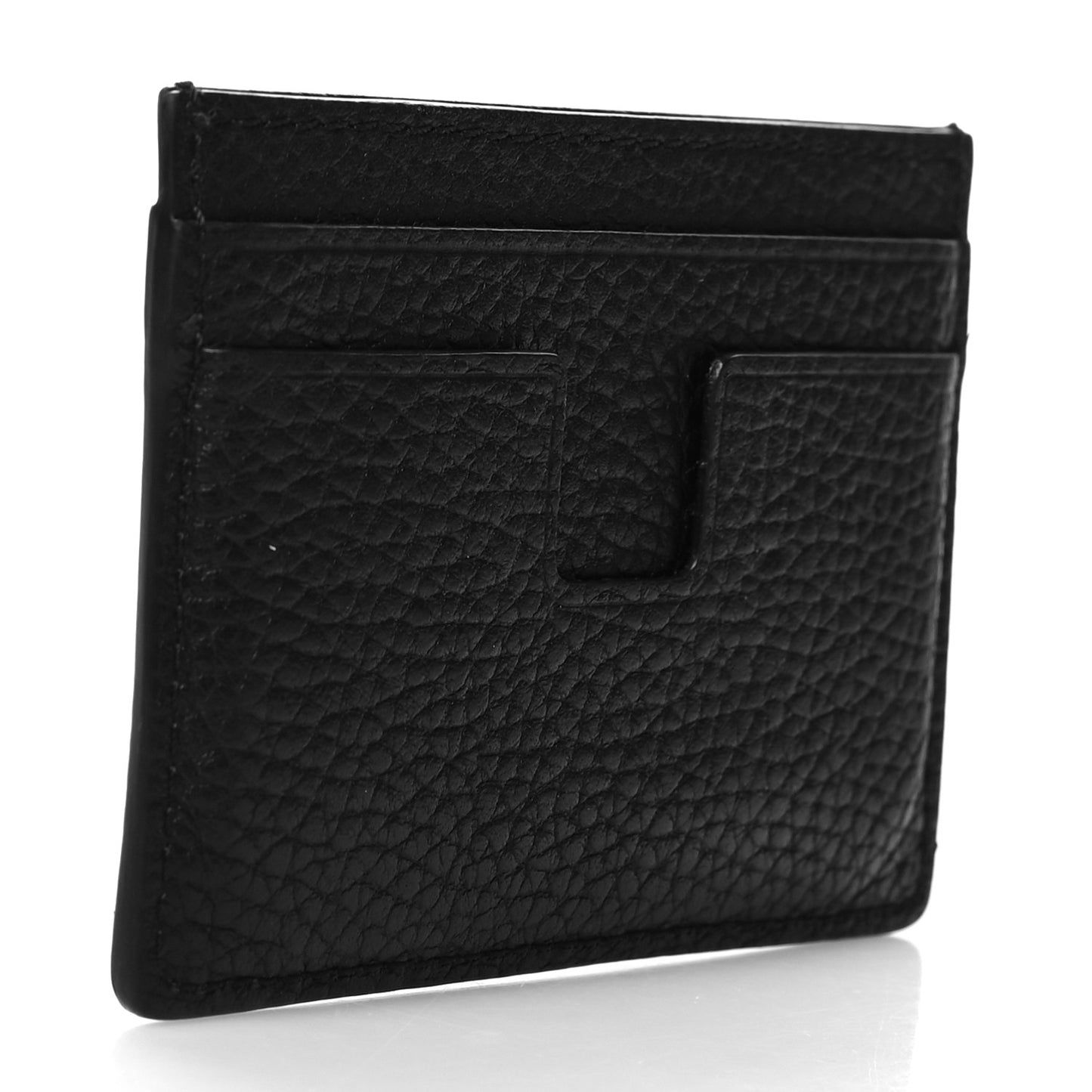 Grained Calfskin Card Holder Black