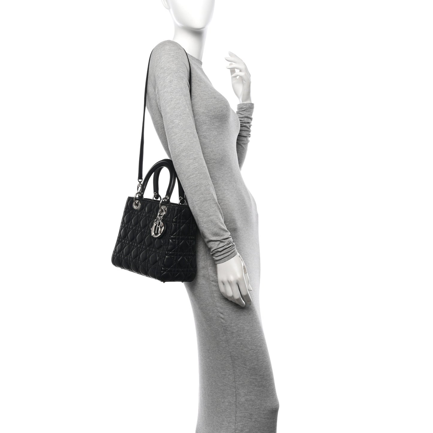 Lambskin Cannage Medium Lady Dior Black