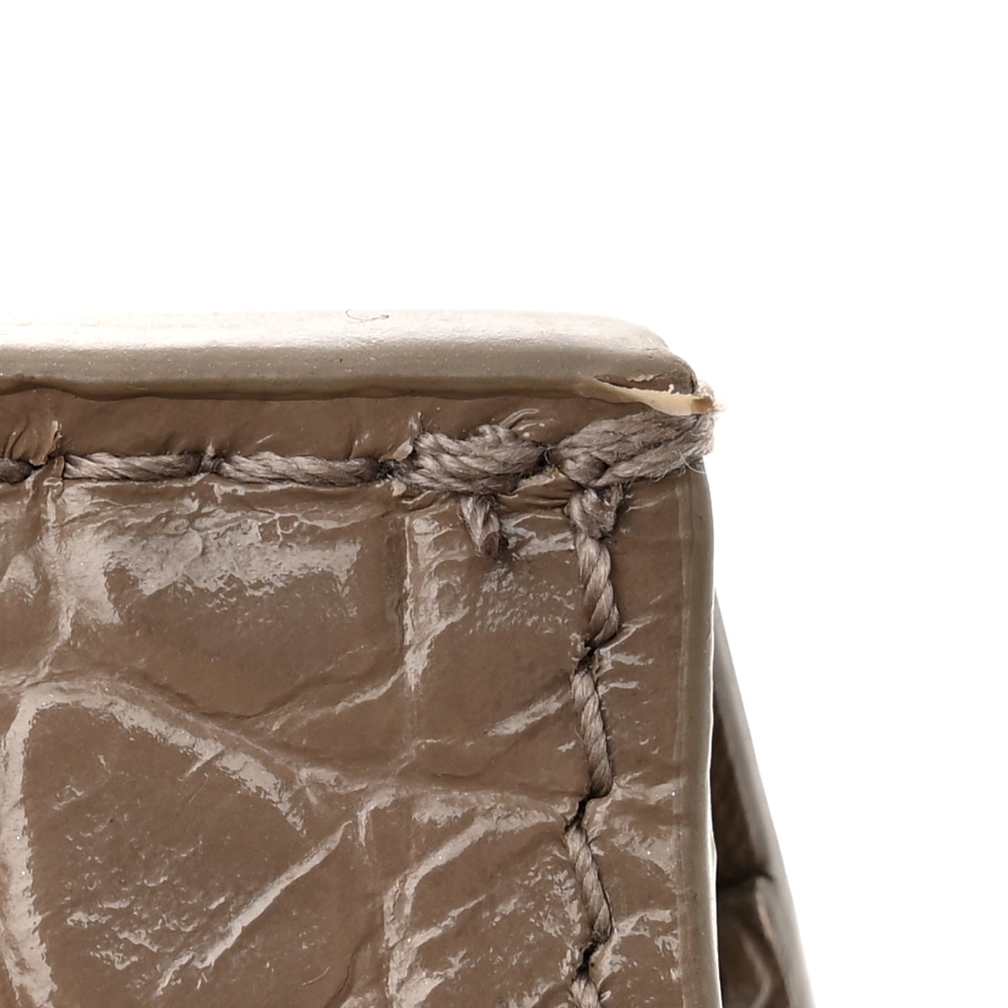 Shiny Supple Calfskin Crocodile Embossed Neo Classic Gold Hardware S City Mink Grey