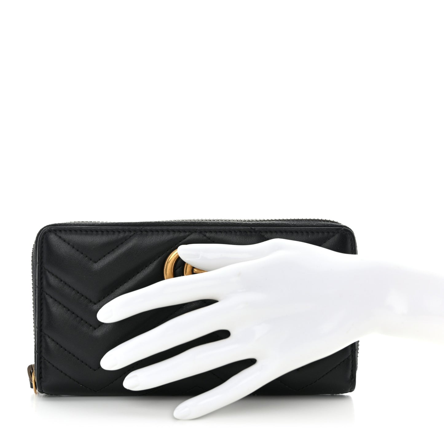 Calfskin Matelasse GG Marmont Zip Around Wallet Black