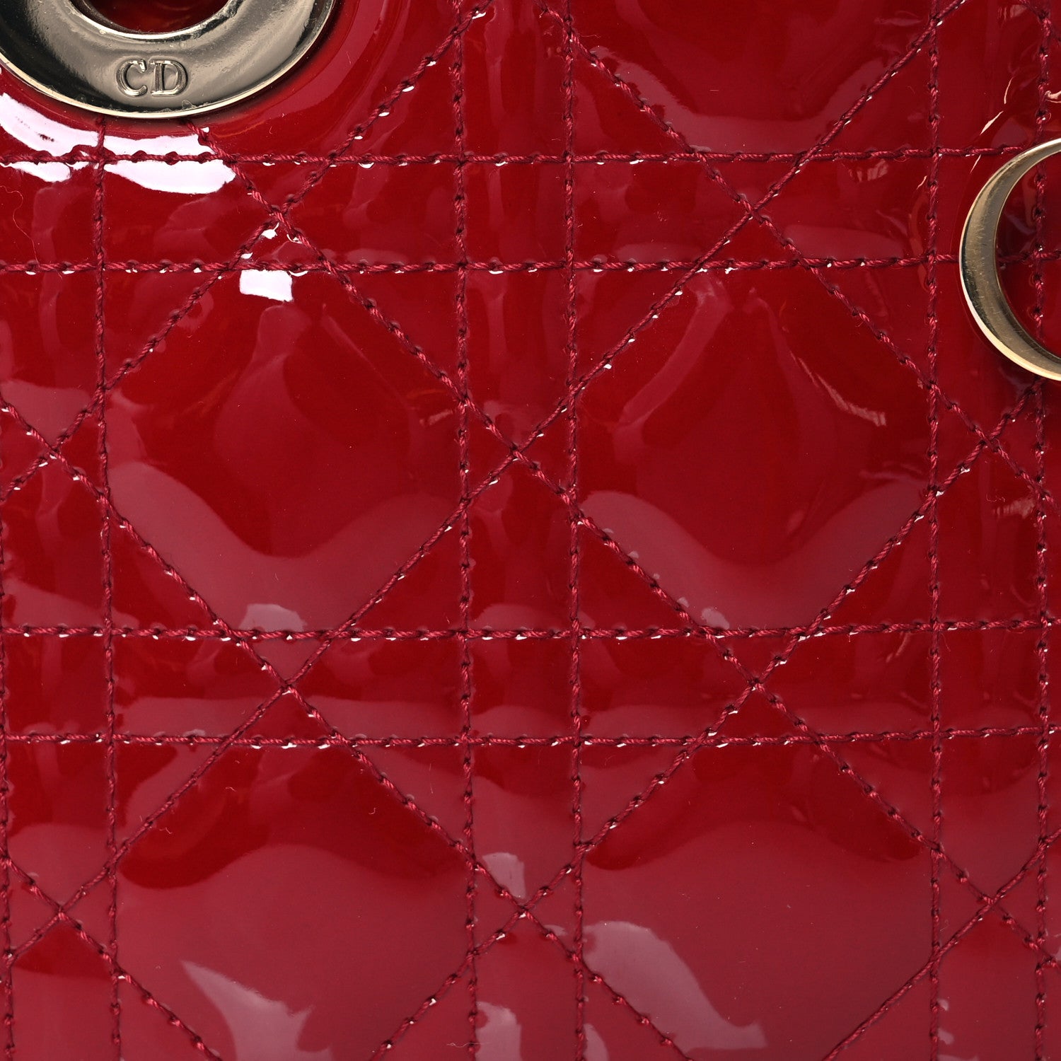 Christian Dior Patent Cannage Mini Lady Dior Red 8 of 12