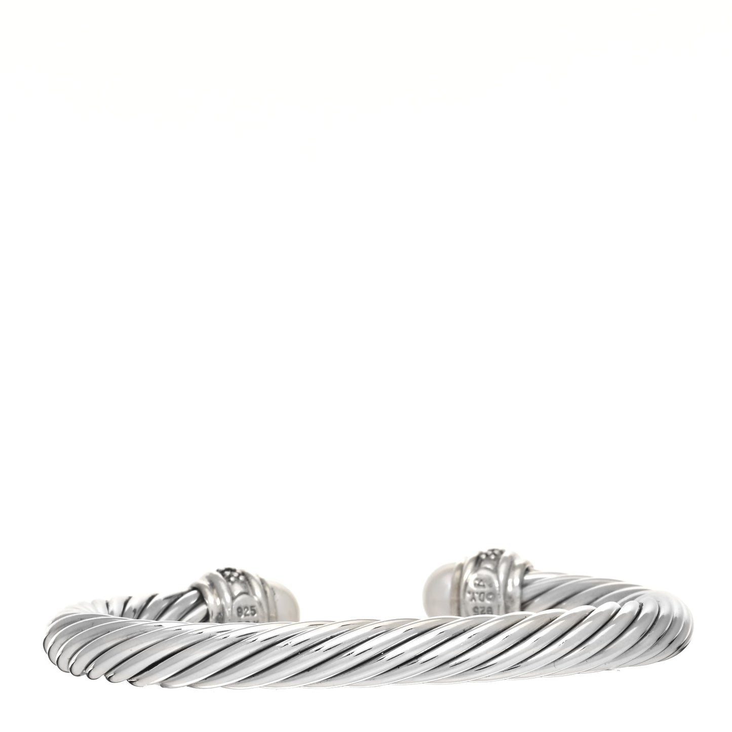 Sterling Silver Diamond Pearl 7mm Cable Classics Bracelet