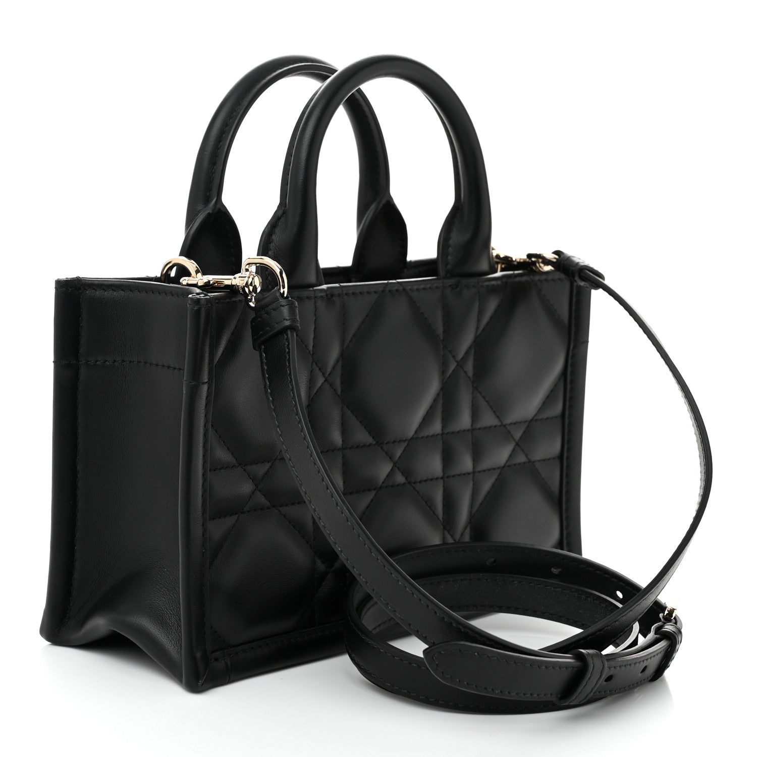 Christian Dior Calfksin Macrocannage Mini Book Tote Black 3 of 10