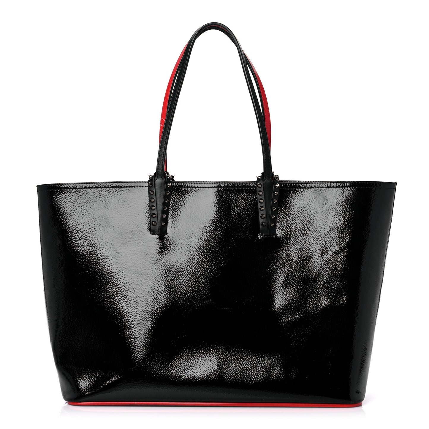 Patent Calfskin Spikes East West Cabata Tote Black