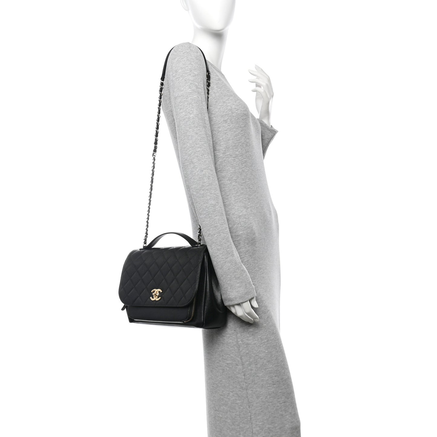 Caviar Quilted Large Business Affinity Flap Black